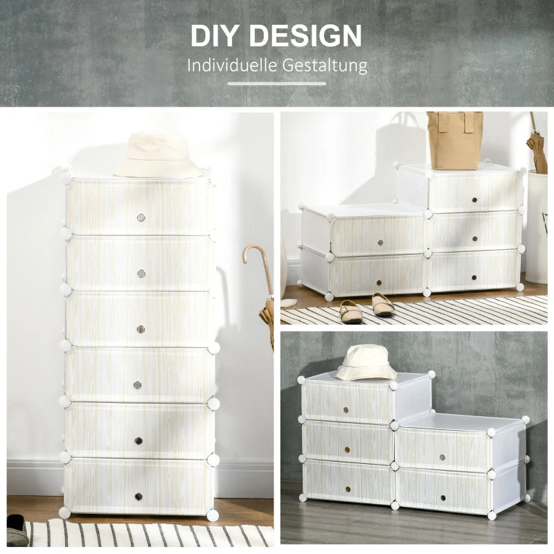 Shoe Rack, 6 Pairs, DIY Storage, Plastic White - Image 5