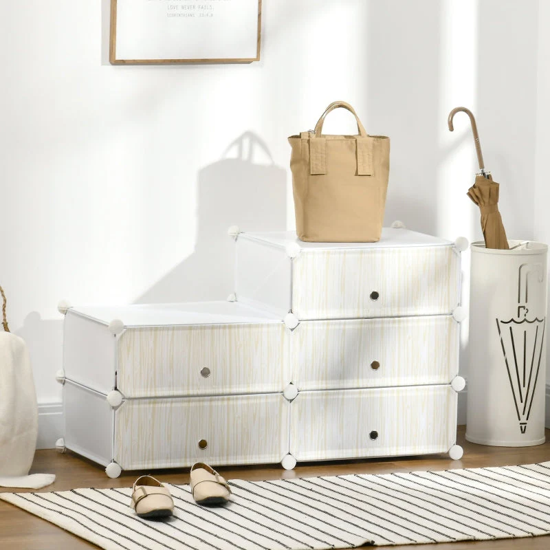 Shoe Rack, 6 Pairs, DIY Storage, Plastic White - Image 7