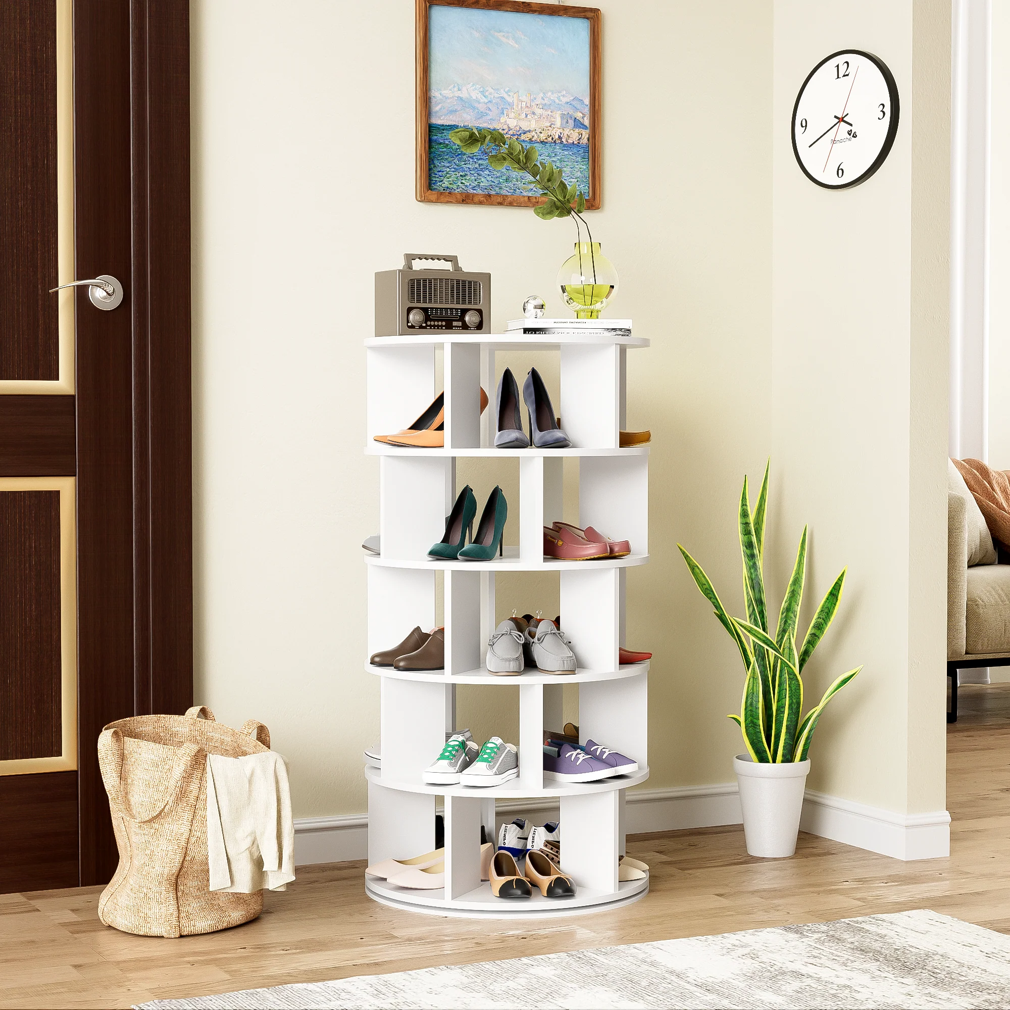 Shoe Rack Rotating Angle, 5 Levels, White - Image 8