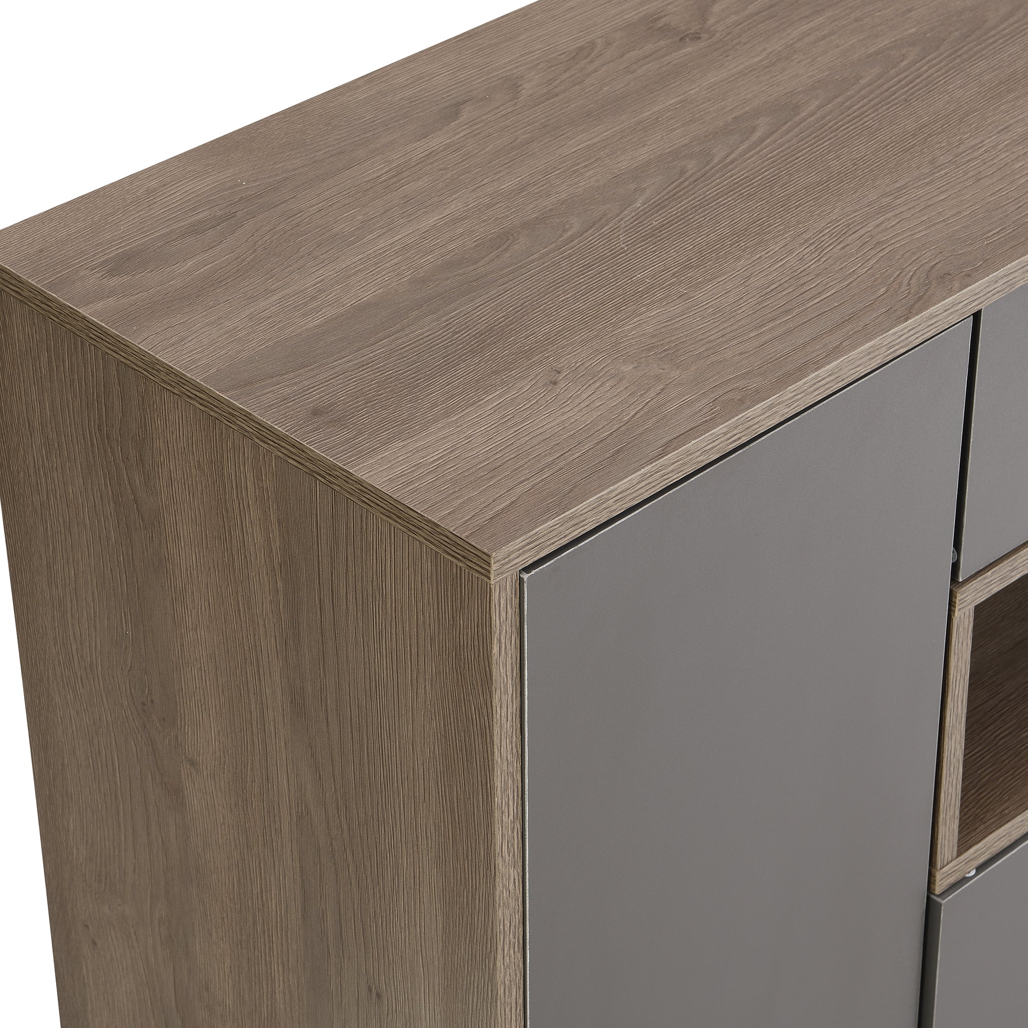 Shoe storage bench and cabinet with padded seat, adjustable shelves, gray - Image 9