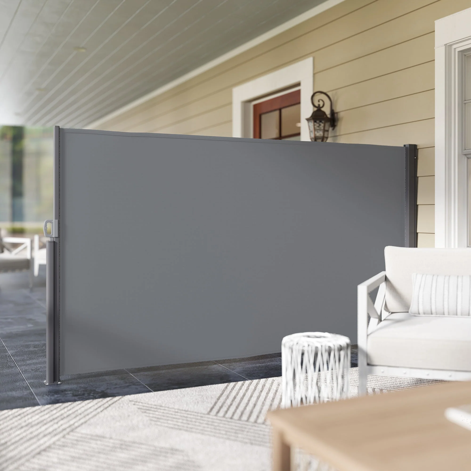 Side Awning Extendable Opaque Privacy Screen, 300x180cm, Dark Gray - Image 8