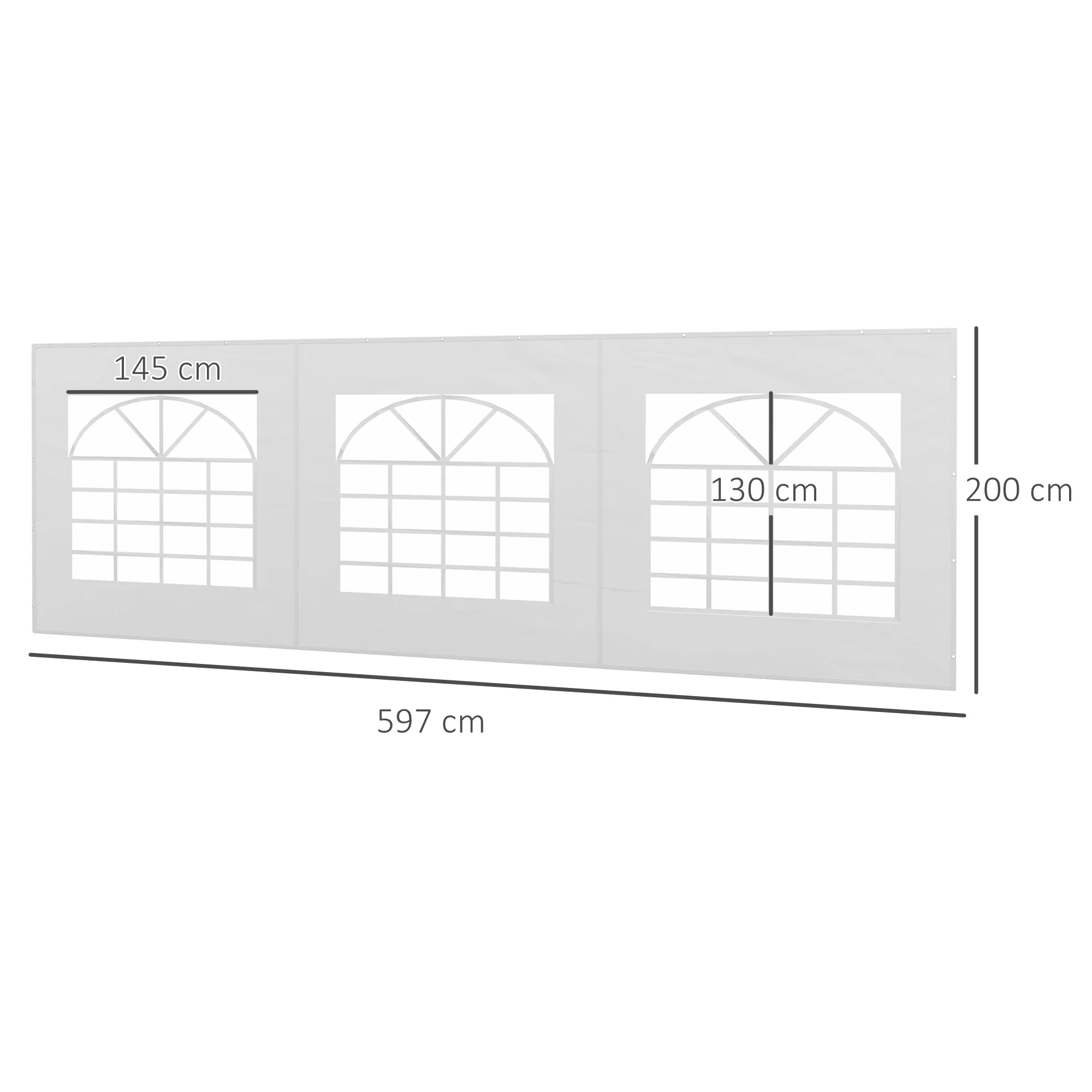 Side Panel for Gazebo/Party Tent, 6x2m Waterproof & UV-Resistant, White - Image 3