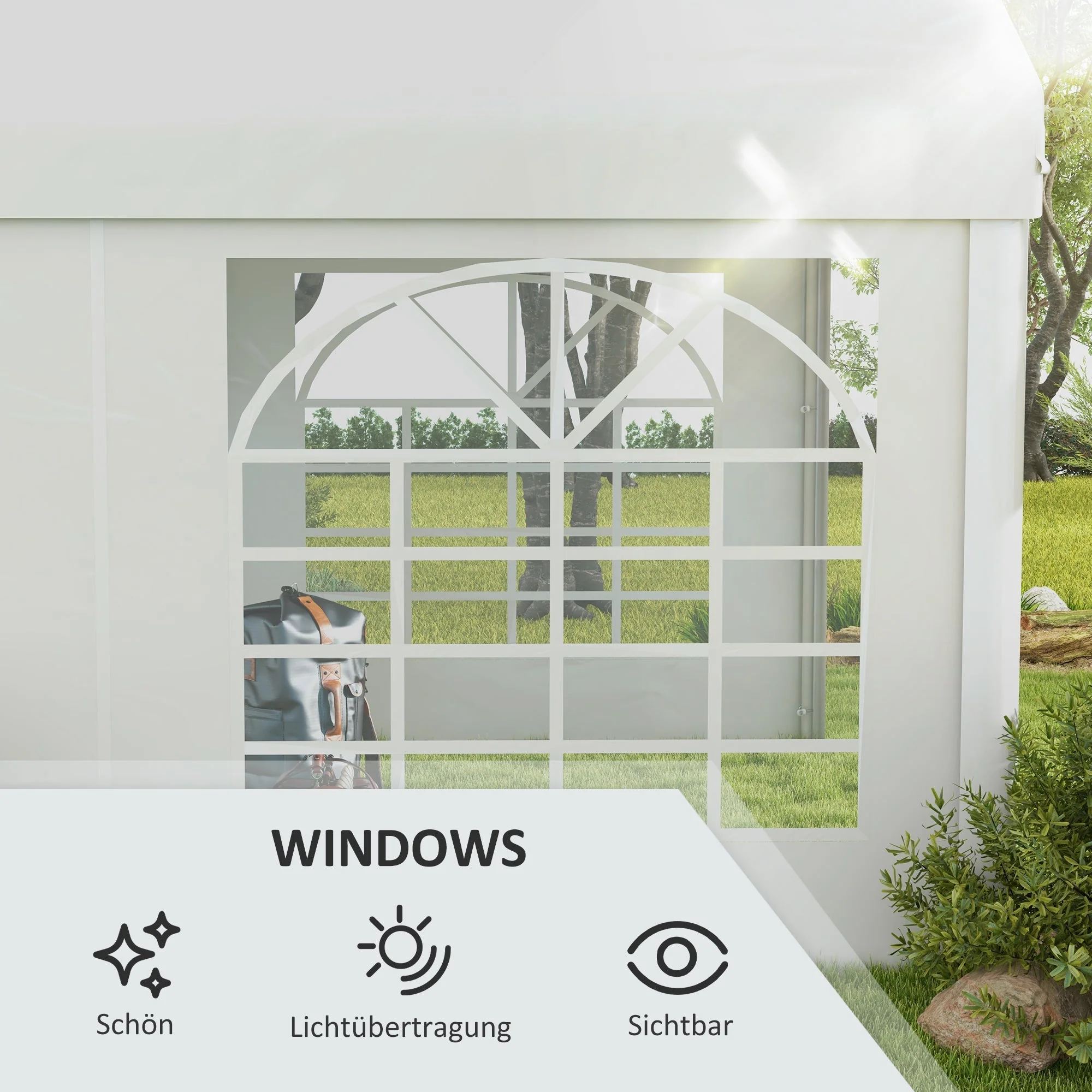 Side Panel for Gazebo/Party Tent, 6x2m Waterproof & UV-Resistant, White - Image 6