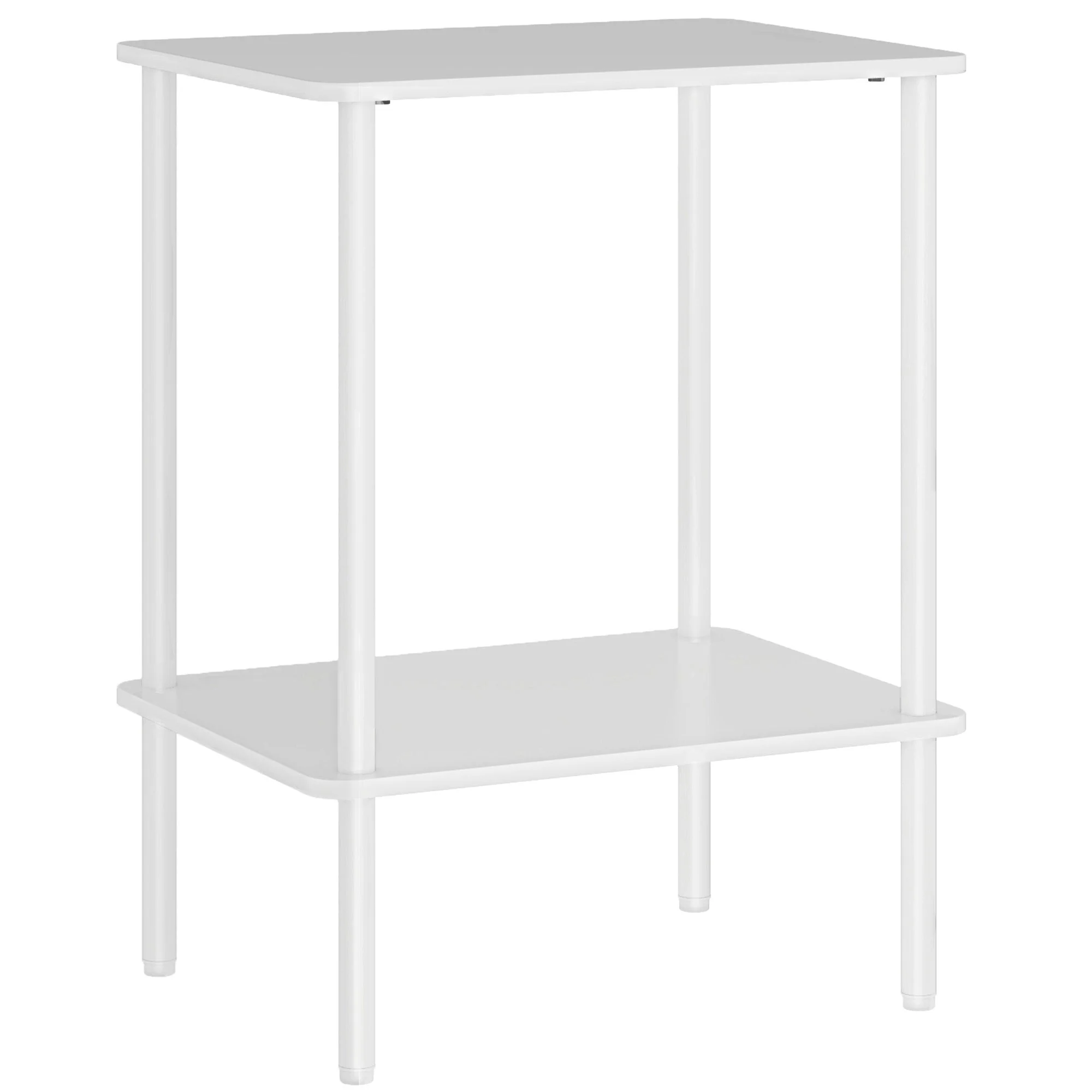Side Table, 2-Tier Coffee Table with Storage, Metal Frame, White - Image 2