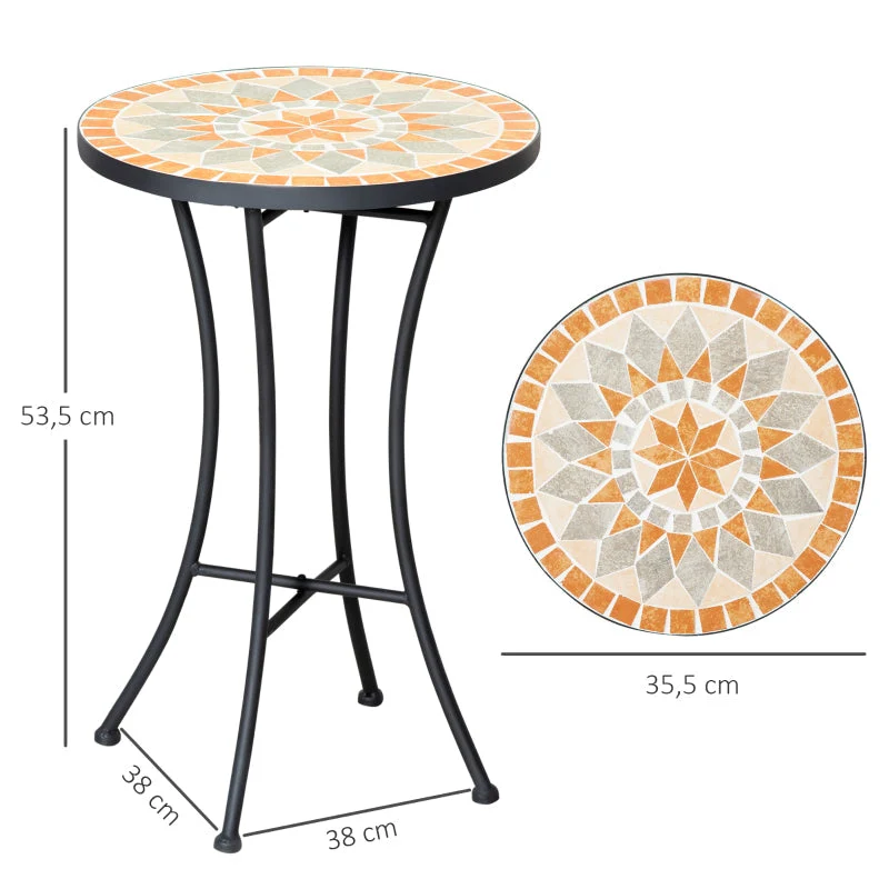 Side Table/Flower Stool Round Ø35.5cm Weatherproof, Yellow and Grey - Image 3
