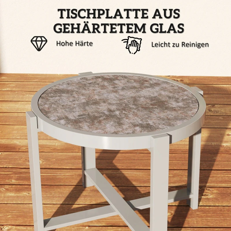 Side Table, Round Weatherproof Balcony, Aluminum Gray - Image 5