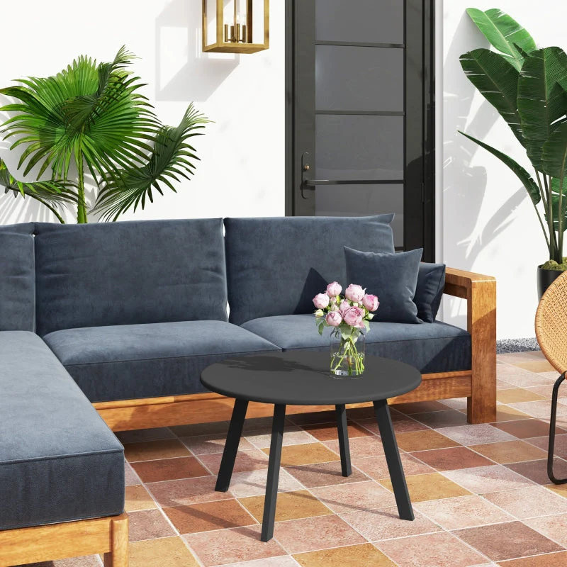 Side Table Round Weatherproof Ø70x42cm - Black - Image 2