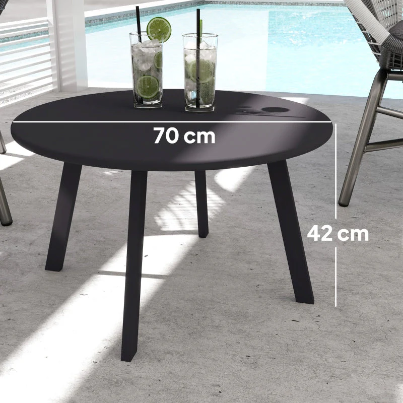 Side Table Round Weatherproof Ø70x42cm - Black - Image 3