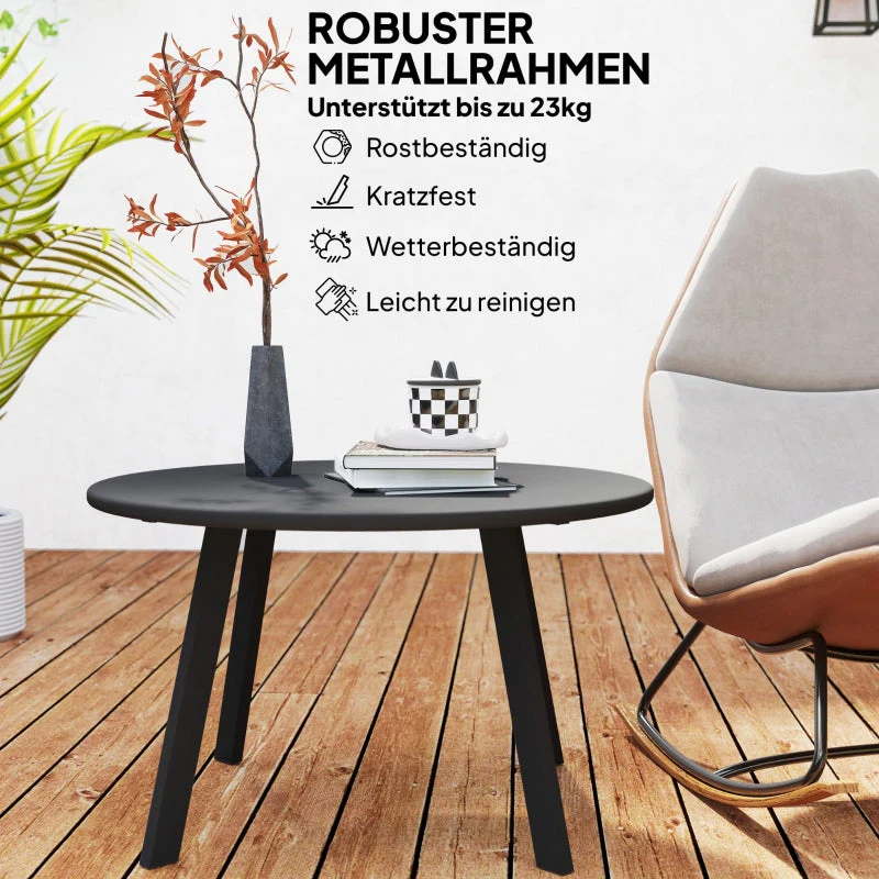 Side Table Round Weatherproof Ø70x42cm - Black - Image 5