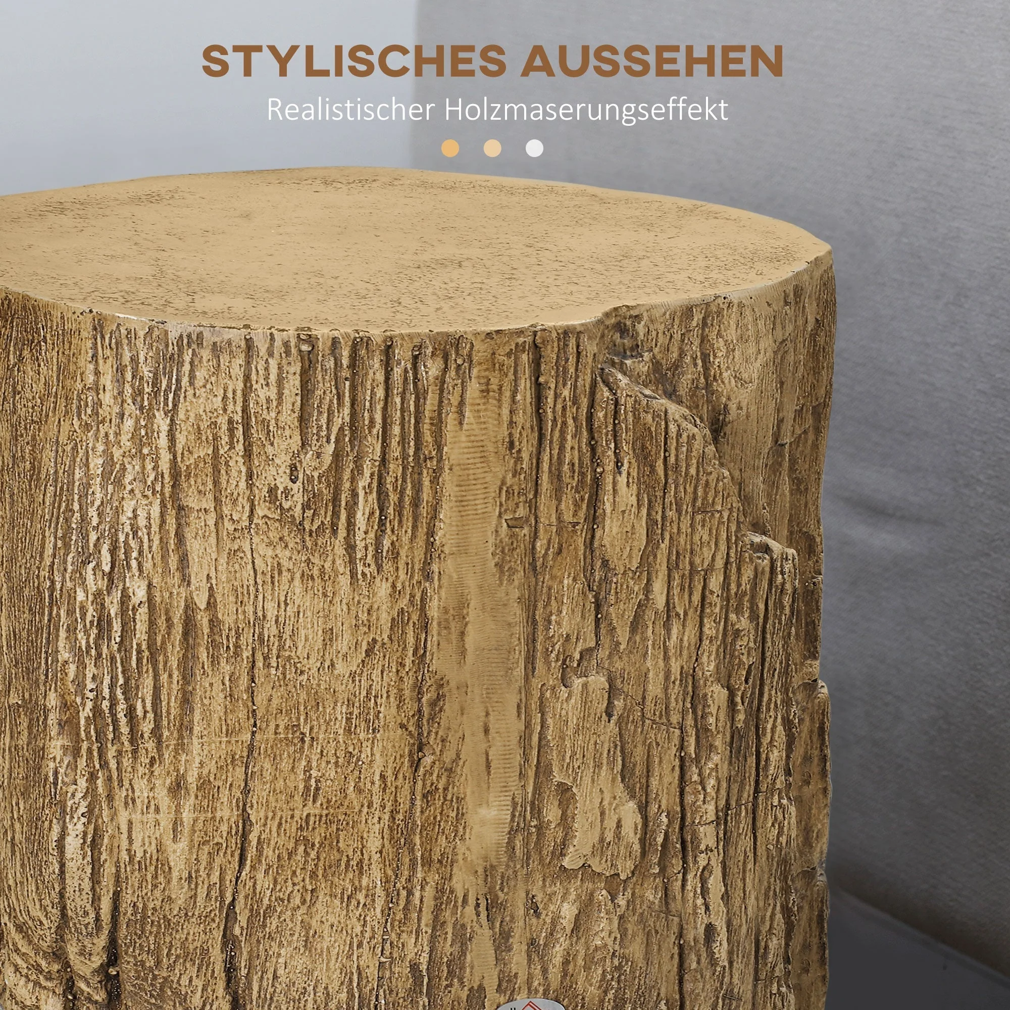 Side Table Tree Stump Look Adjustable Feet Waterproof, 37x37x43 cm - Image 5