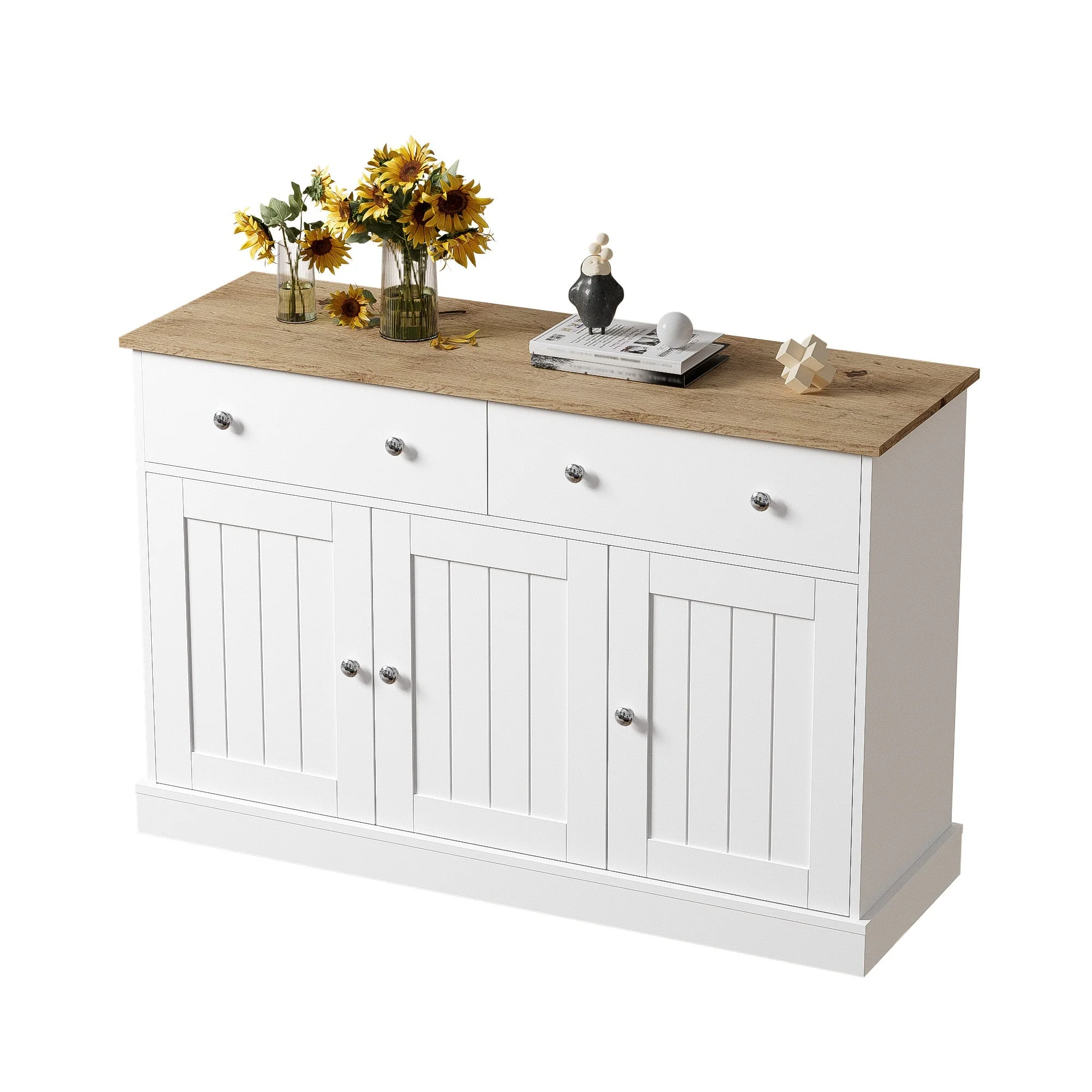 Sideboard, Engraved Texture Living Room Cabinet - Image 2