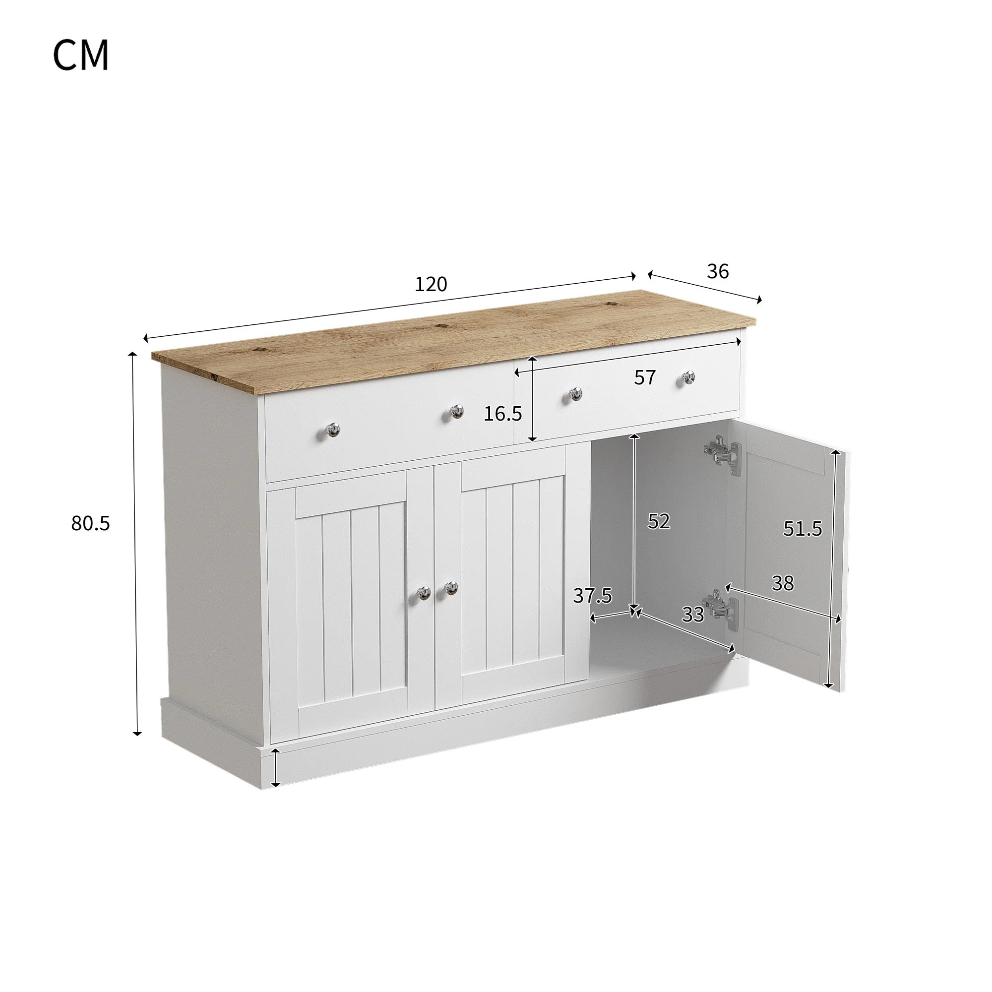 Sideboard, Engraved Texture Living Room Cabinet - Image 6