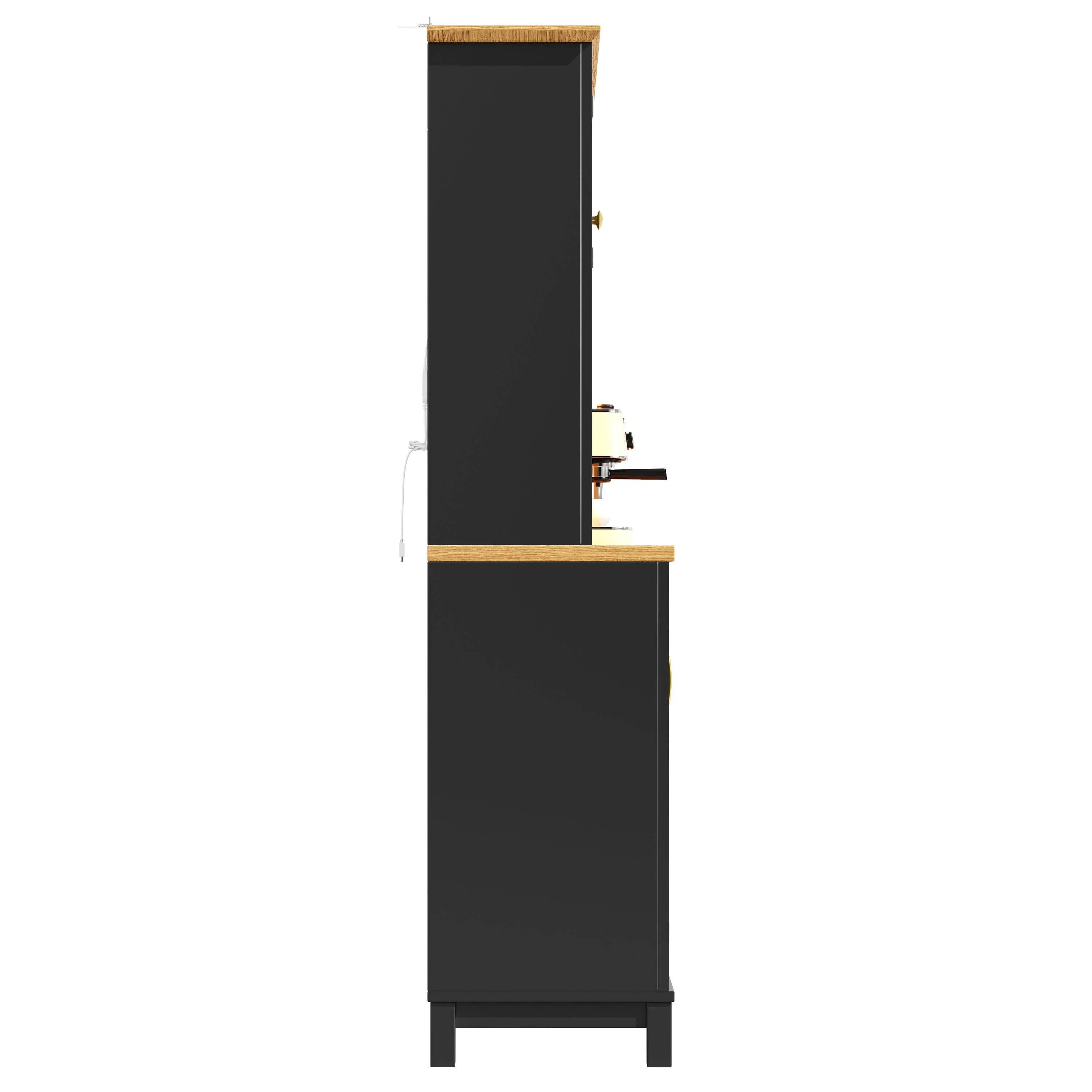 Sideboard Kitchen Buffet Cabinet with LED Lights and Drink Holders, Green, Black and White - Image 8
