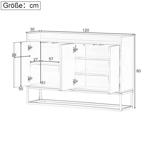 Sideboard, Minimalist 4-Door Handleless Buffet Cabinet, White - Image 4