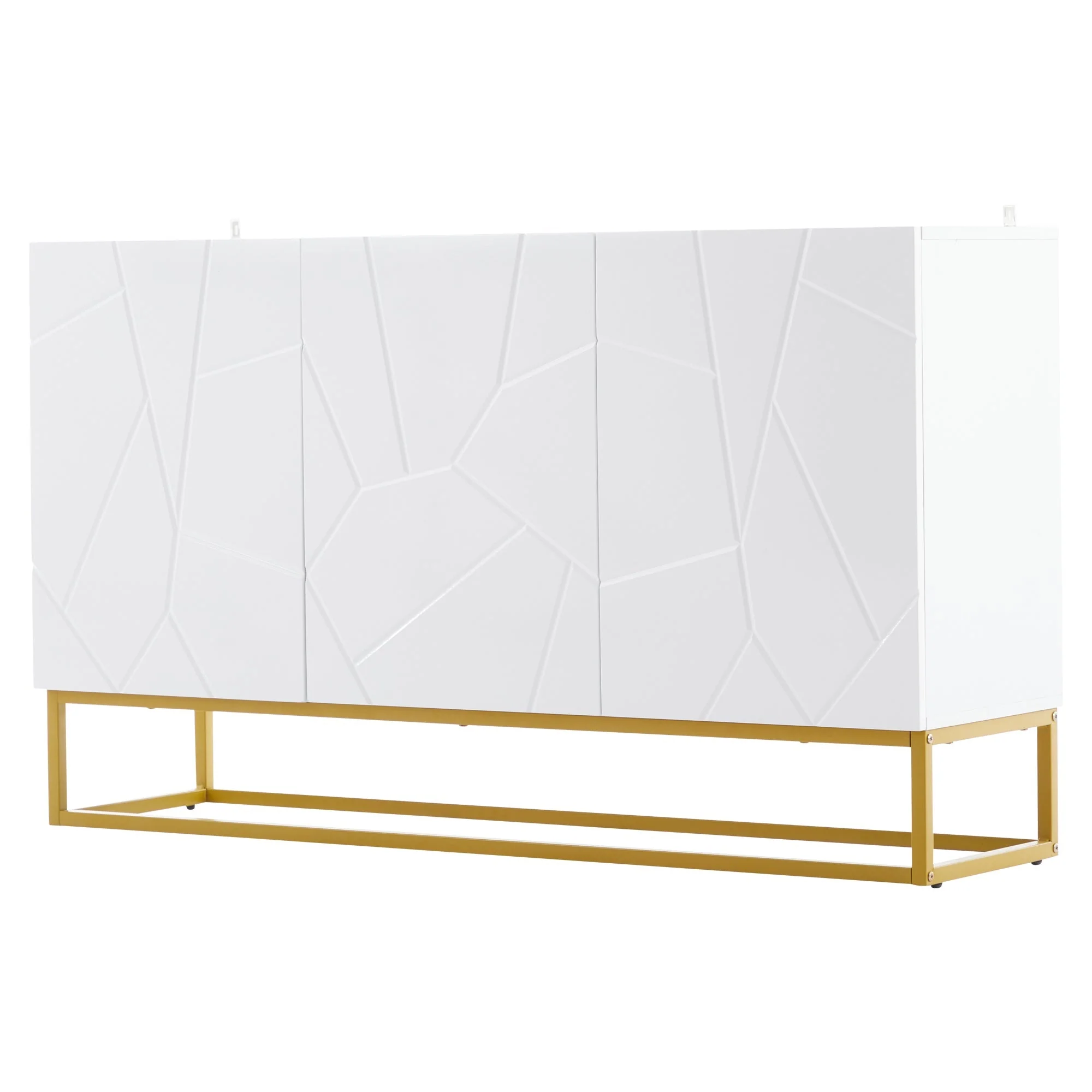 Sideboard, Modern Buffet Cabinet with 4 Compartments, 130 cm Wide, High-Gloss - Image 6