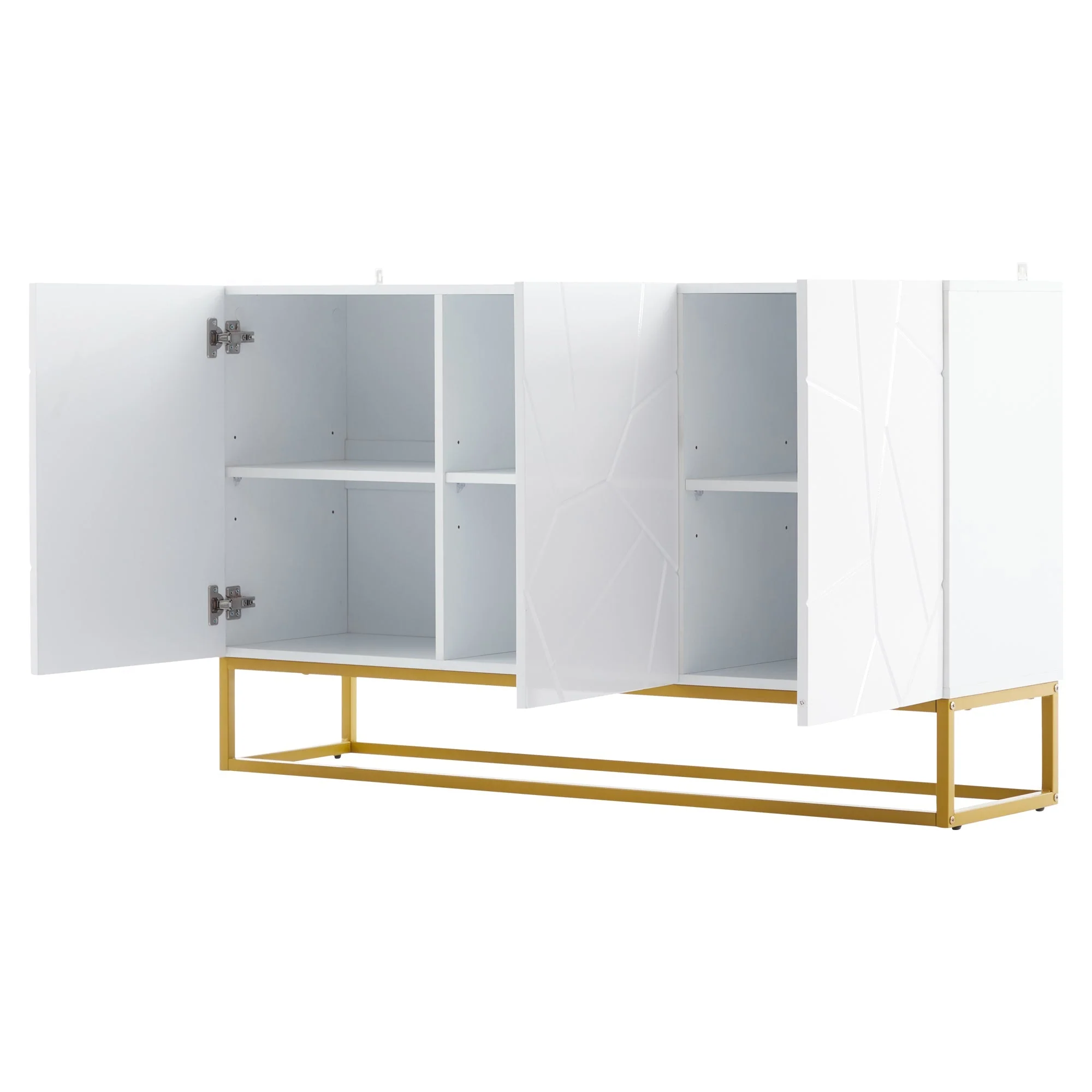 Sideboard, Modern Buffet Cabinet with 4 Compartments, 130 cm Wide, High-Gloss - Image 7