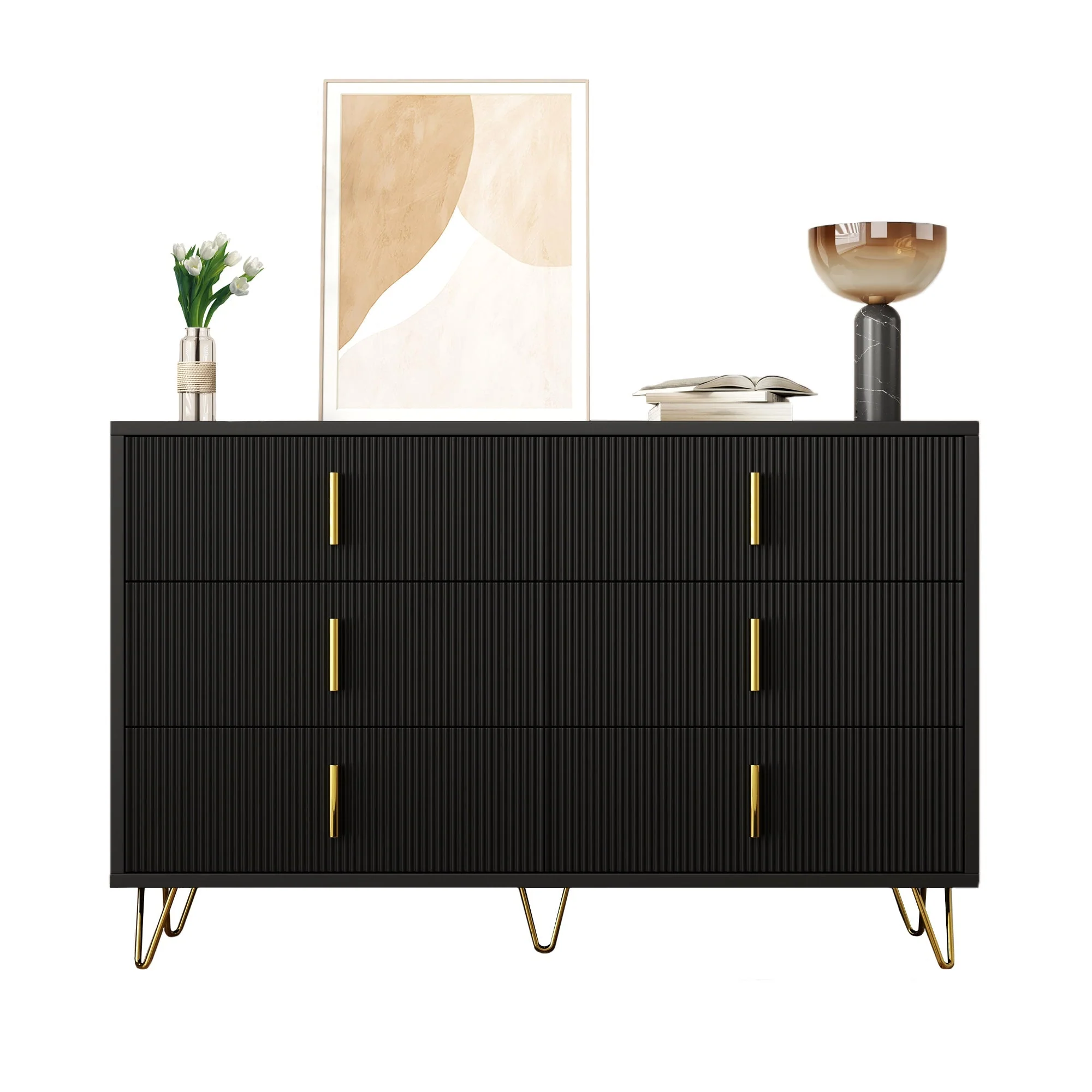 Sideboard, Modern Chest of Drawers, Golden Handles - Image 2