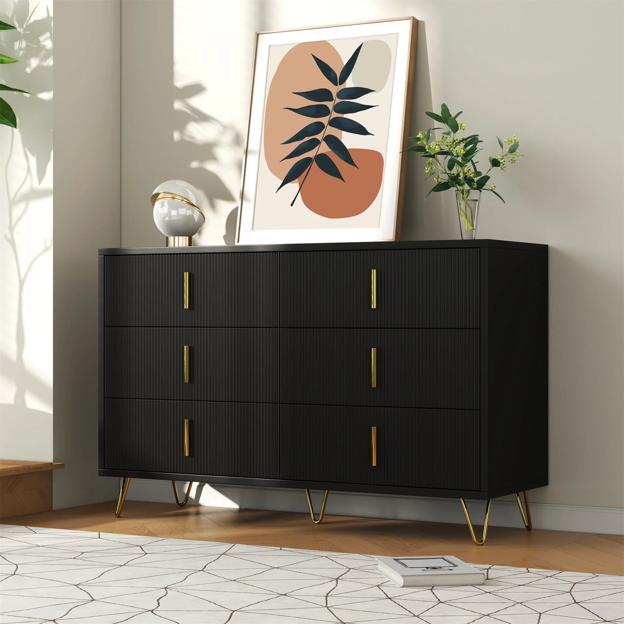 Sideboard, Modern Chest of Drawers, Golden Handles - Image 6