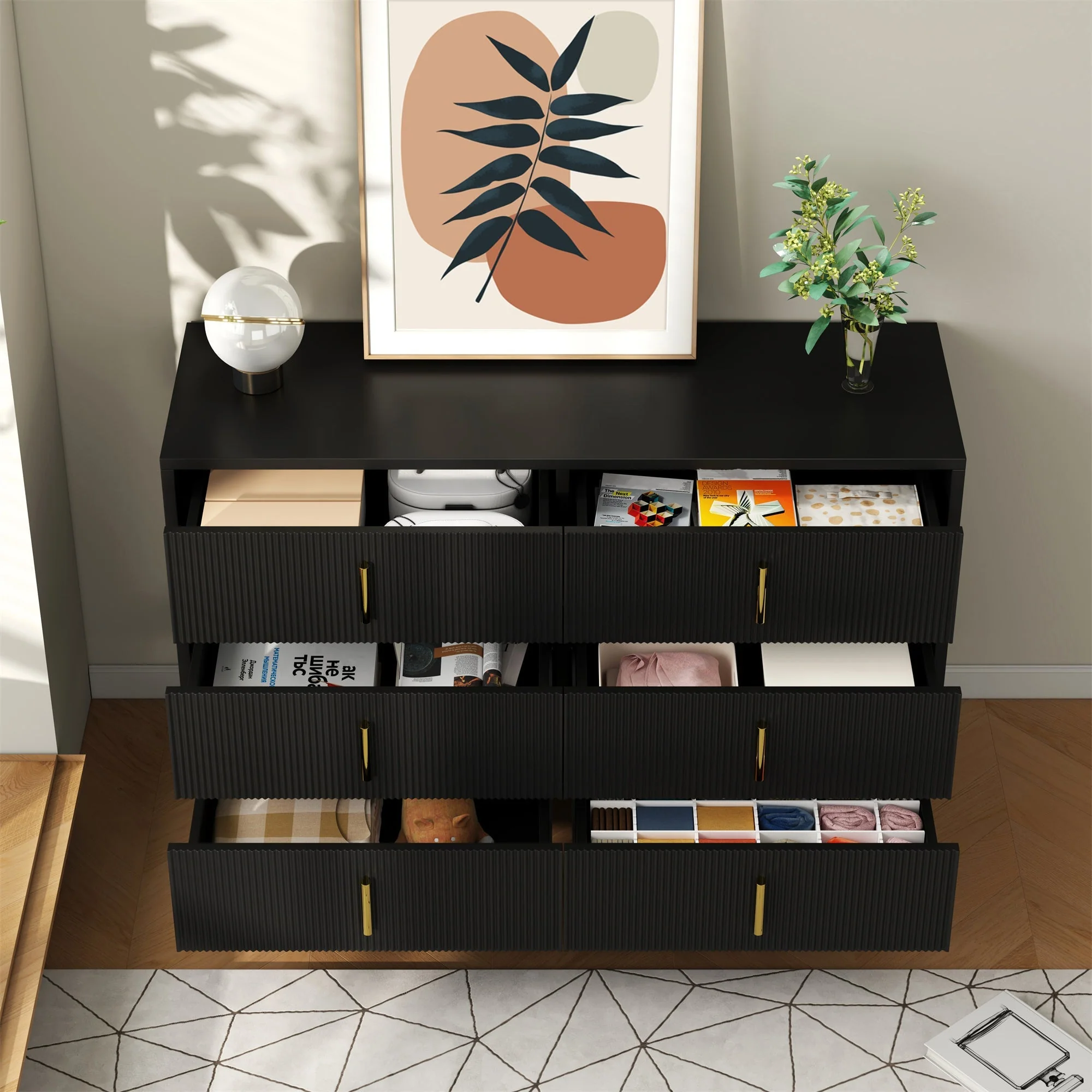 Sideboard, Modern Chest of Drawers, Golden Handles - Image 8