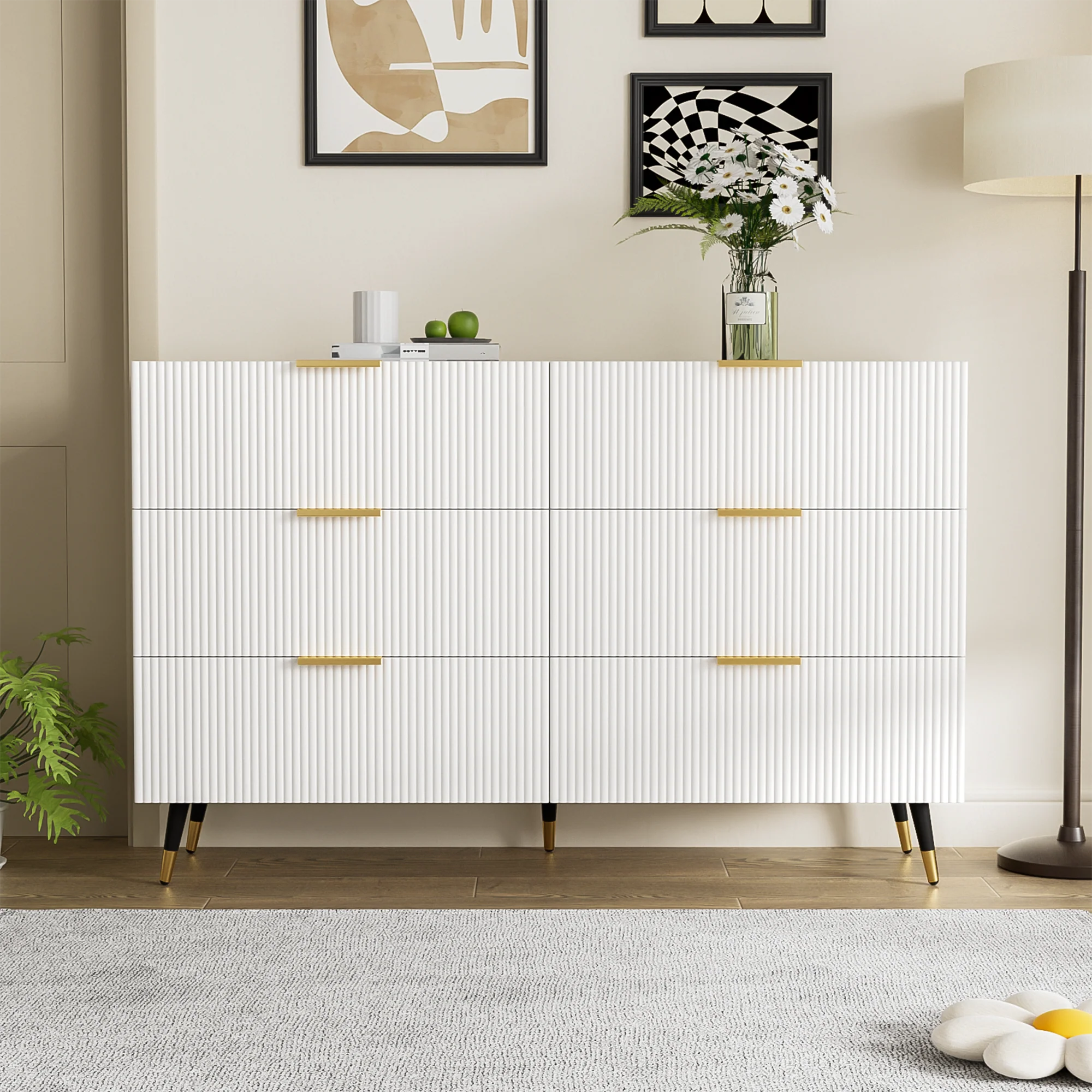 Sideboard - Modern Design Chest of Drawers, Golden Handles - Image 2
