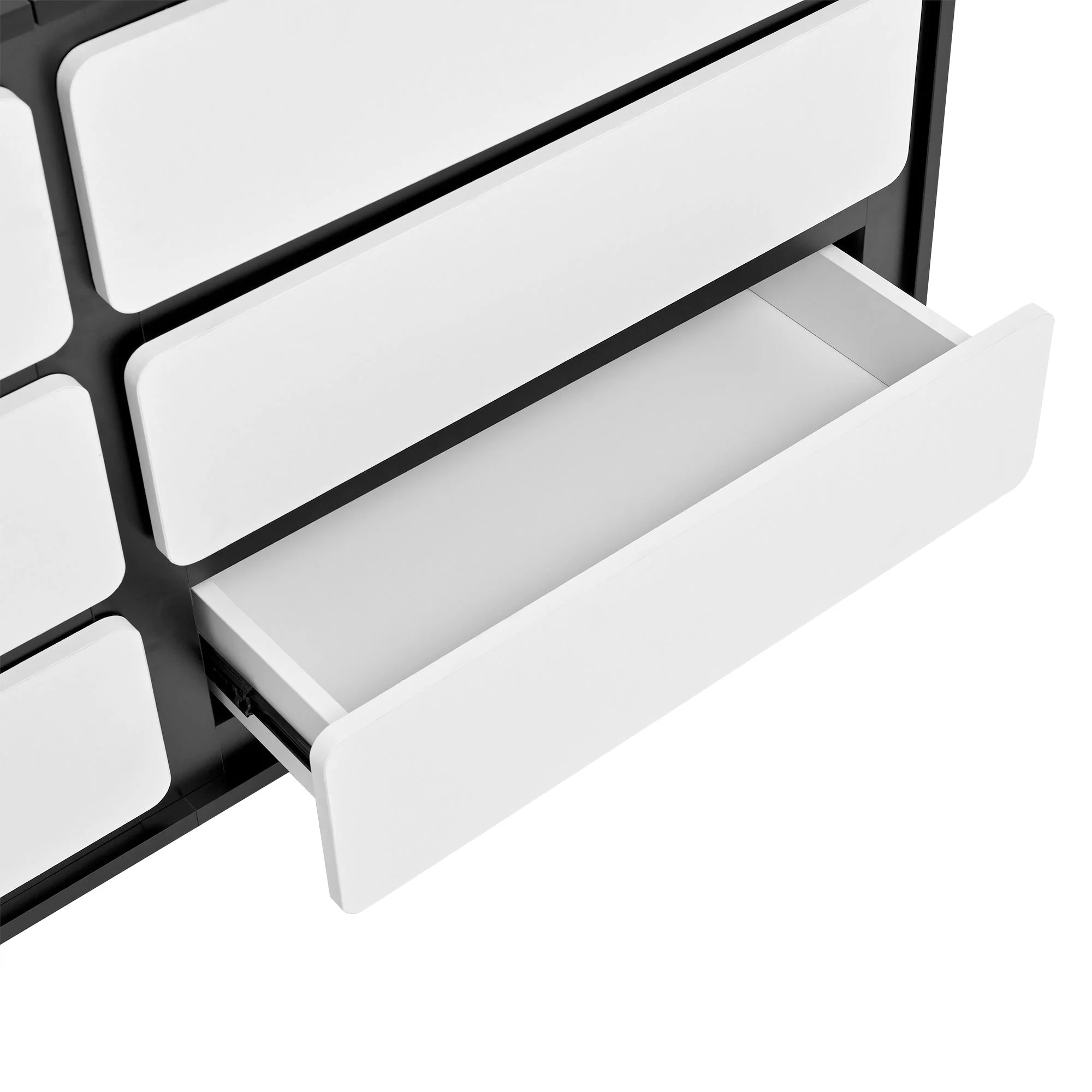Sideboard, Six-Drawer Chest & Dressing Table, Modern, Black & White - Image 5