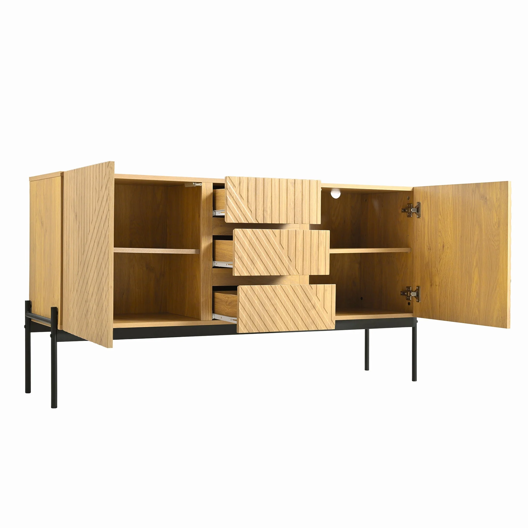 Sideboard with 2 doors and 3 drawers, metal legs - Image 8