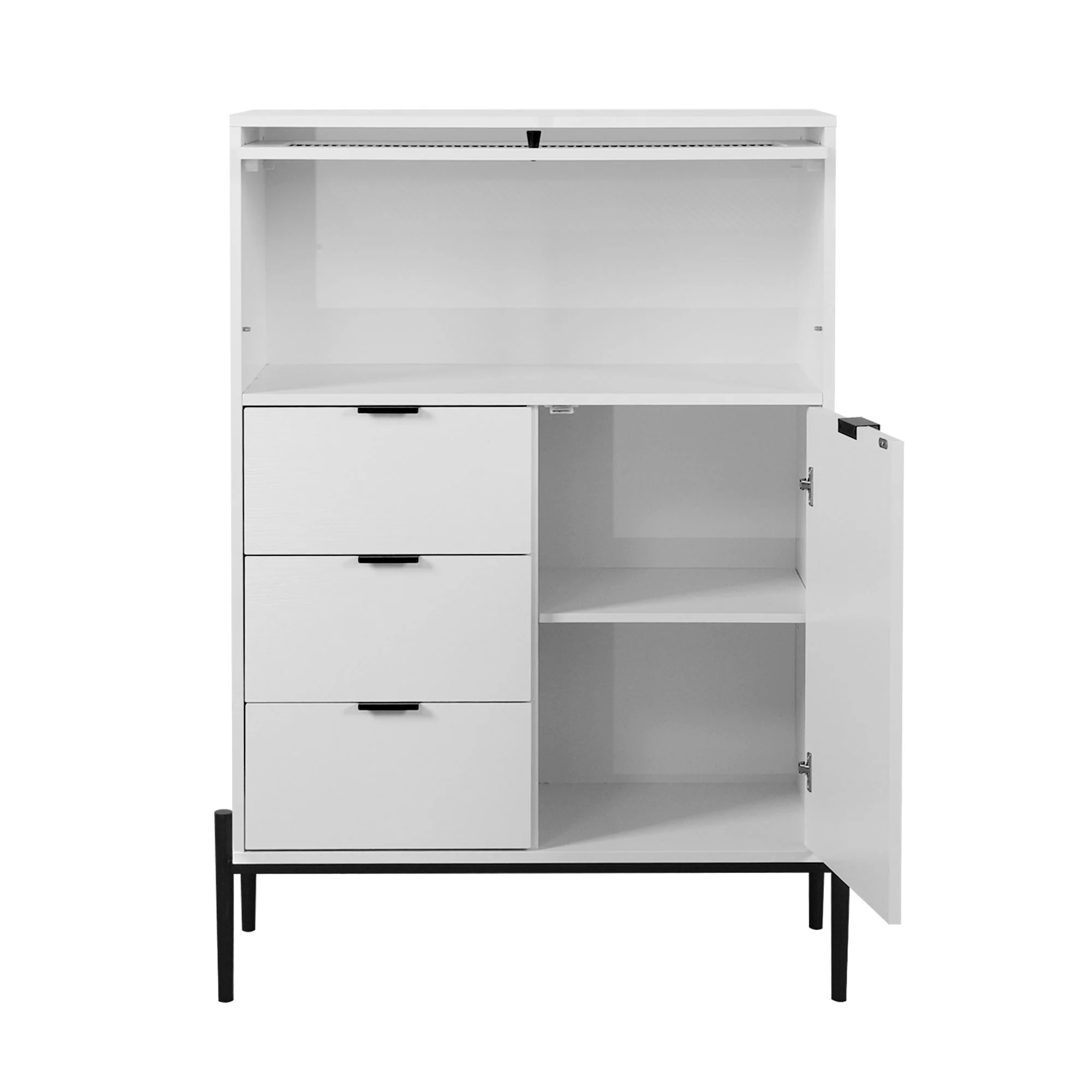 Sideboard with 3 Drawers 1 Glass Door Storage 85x40x120cm - Wooden - Image 10