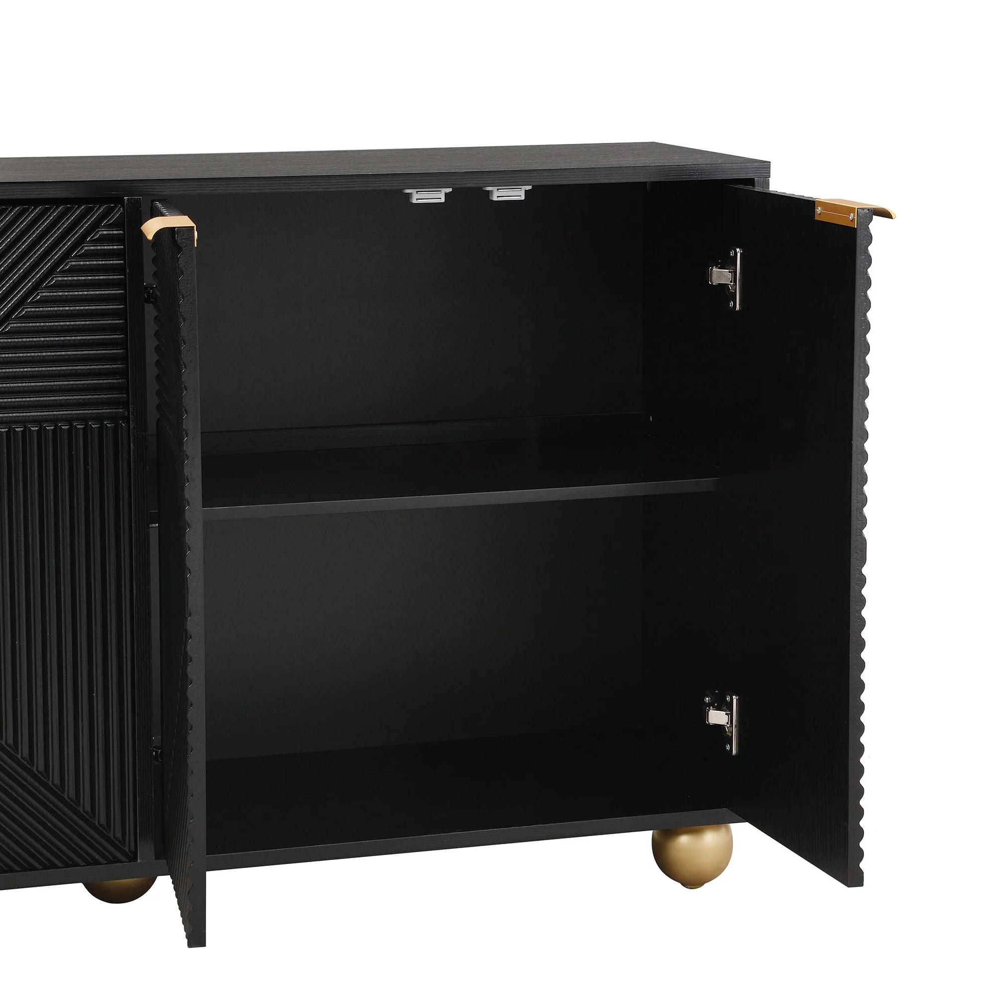 Sideboard with Four Molded Doors and Adjustable Shelves, Metal Handles and Ball-Shaped Legs - Image 5