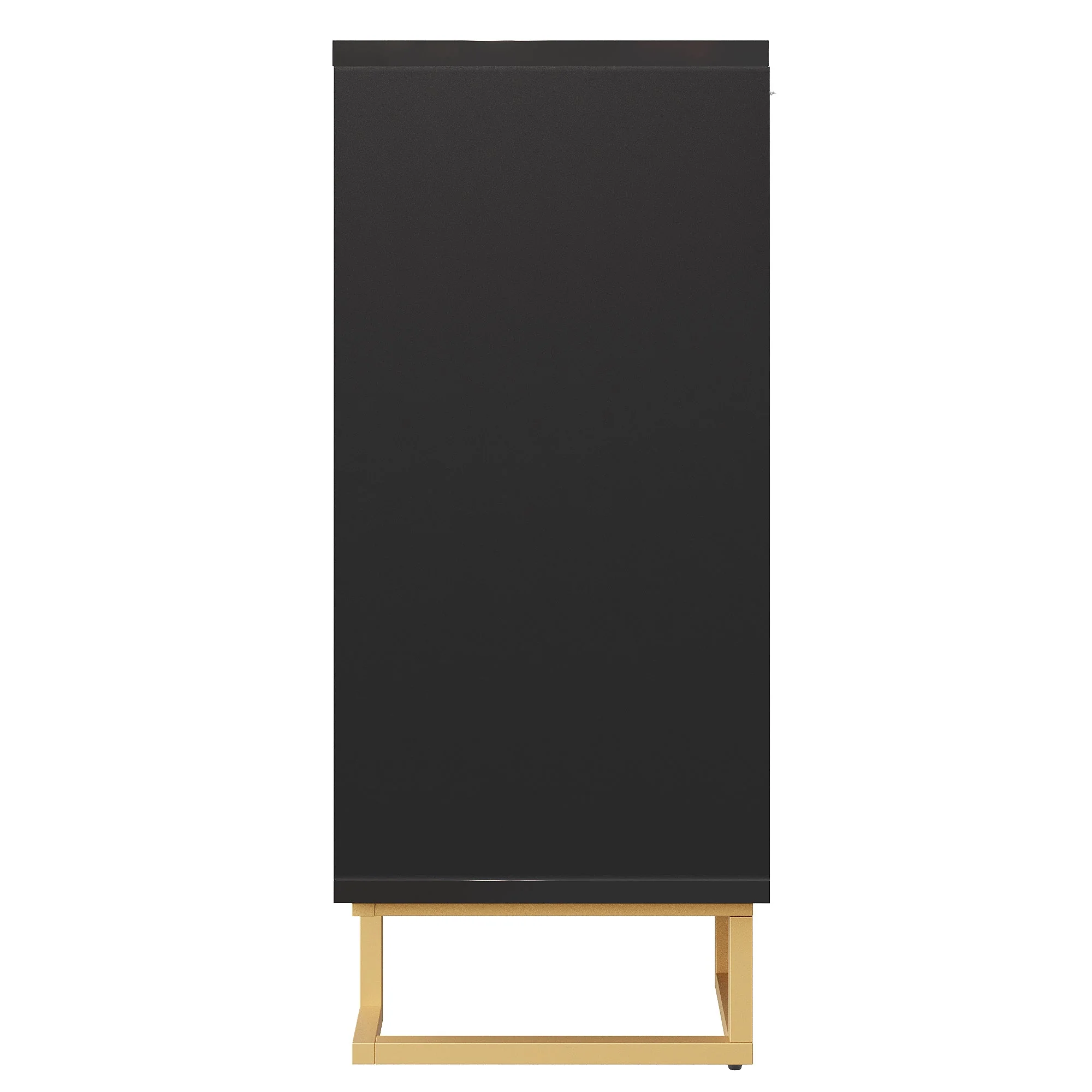 Sideboard with Geometric Design and Gold Accents, 152 x 40 x 75 cm, Black - Image 6
