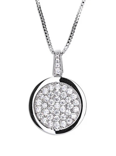Silver Diamante Round Pendant