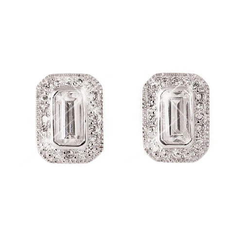 Silver Earrings White Stone