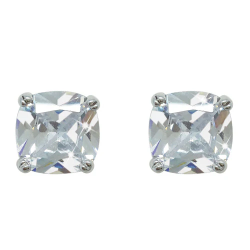 Silver Square Diamond Earring