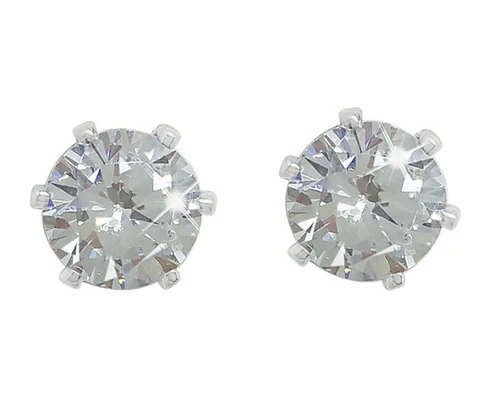 Silver Stud Earrings Clear Stone 4mm