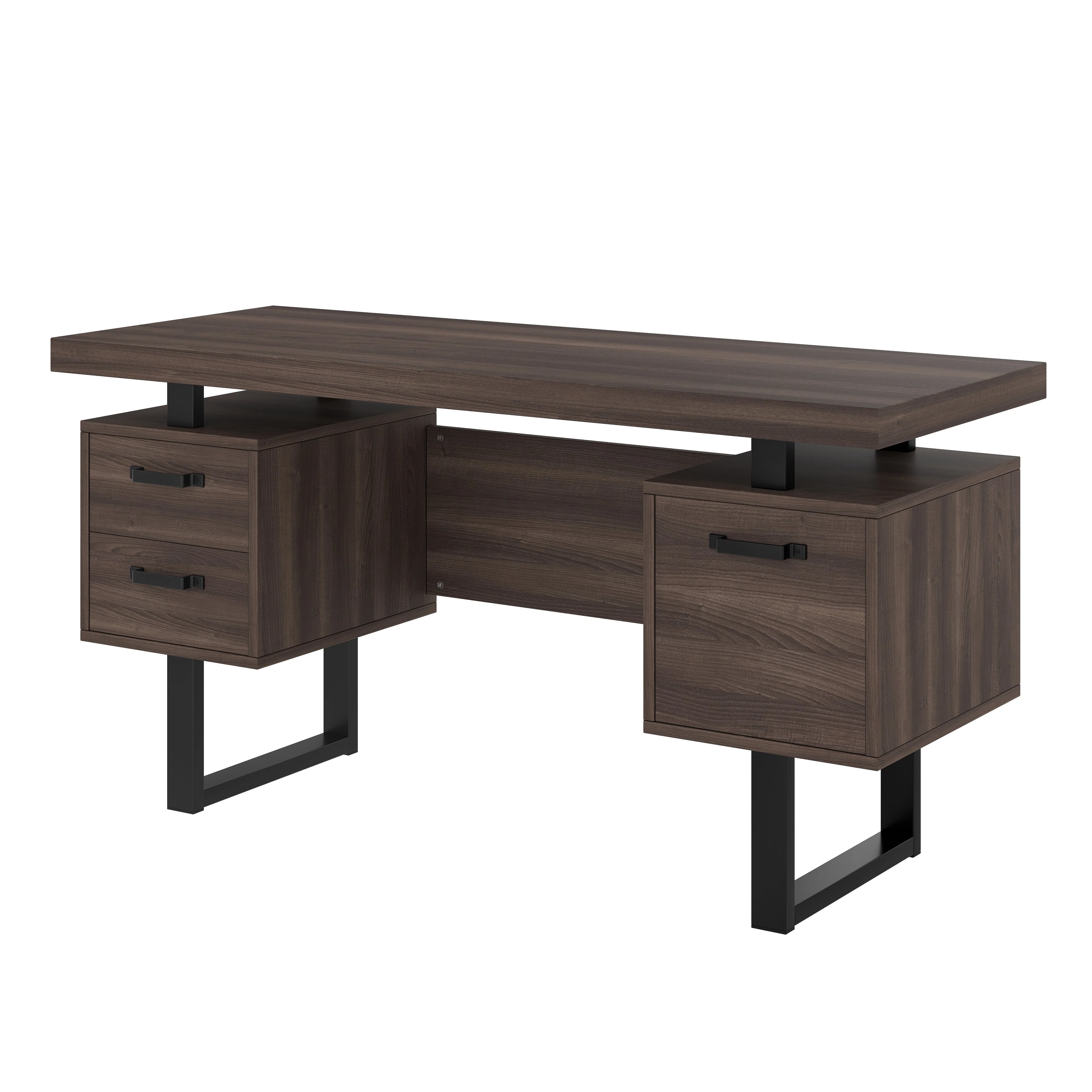 Simple Office Desk with Silent Drawer and File Drawer, 135 x 54 cm, Brown - Image 10