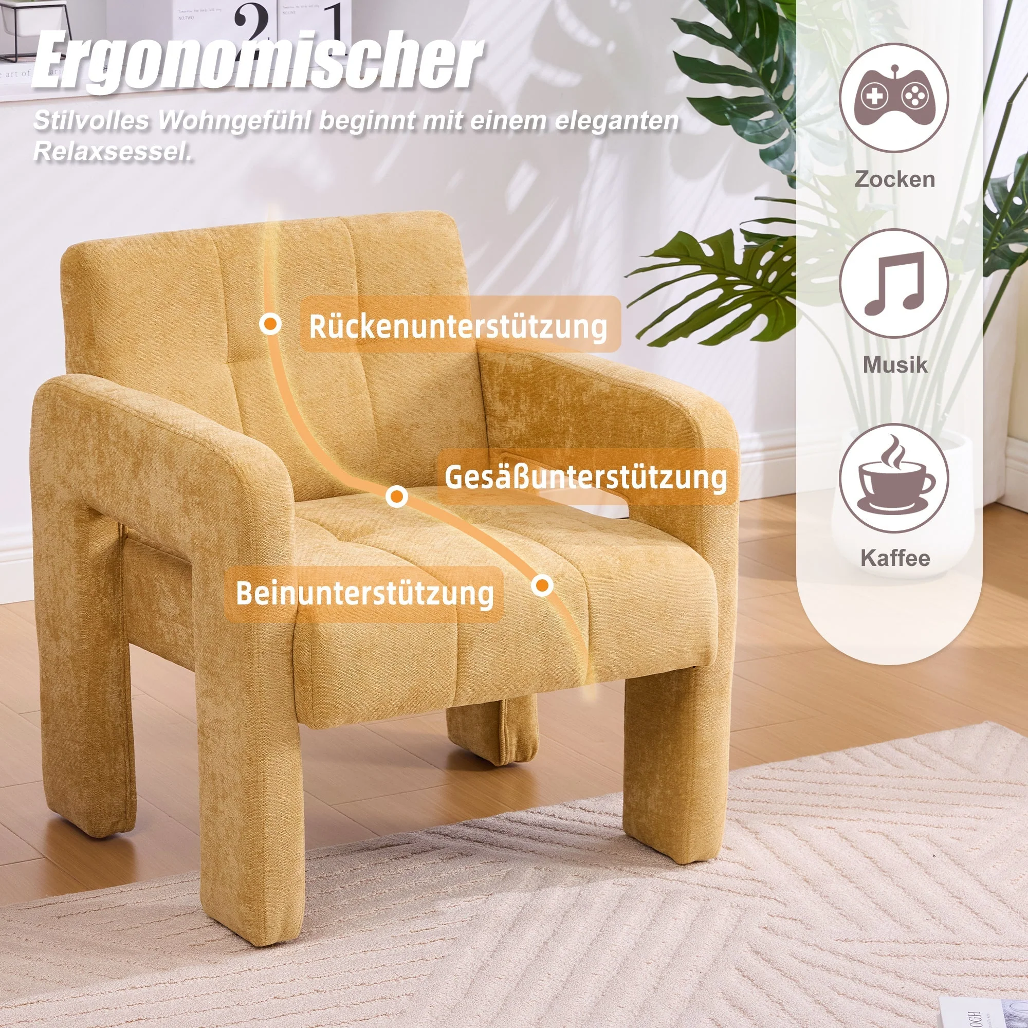 Single Armchair Modern Minimalist Nordic Style Comfortable Padded - Upholstered - Image 3