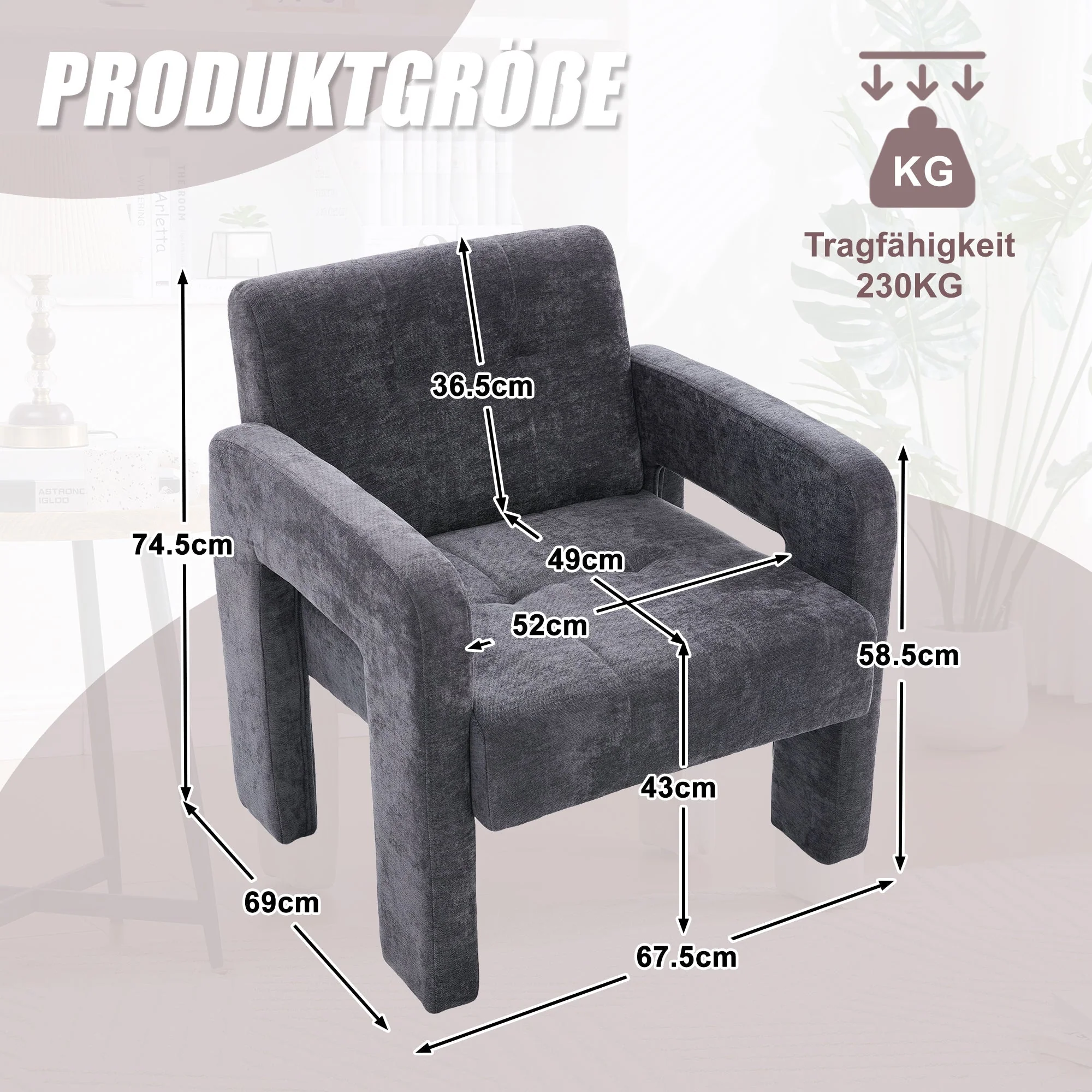 Single Armchair Modern Minimalist Padded Nordic Style - Upholstered - Image 6