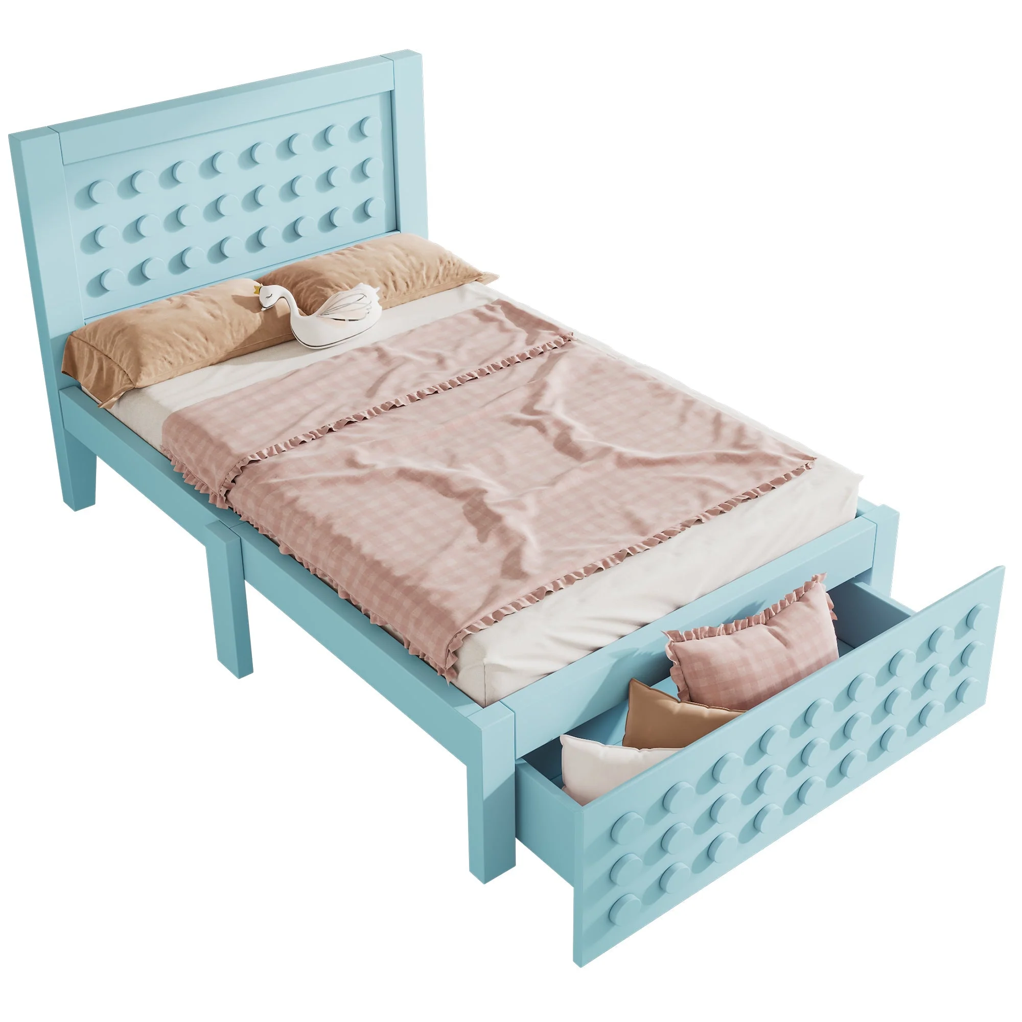 Single Bed, 90x200cm Creative Block Design, Solid Wood - Image 8