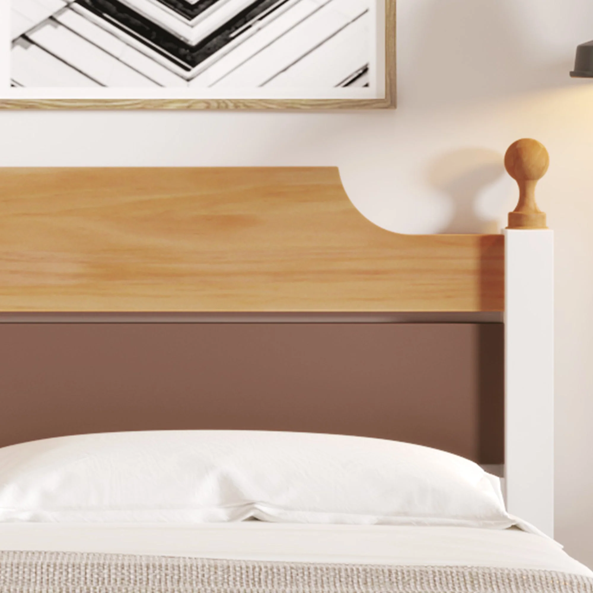 Single Bed Wooden Pine Wood Frame with MDF Head/Footboard 90x200 cm, White - Image 7