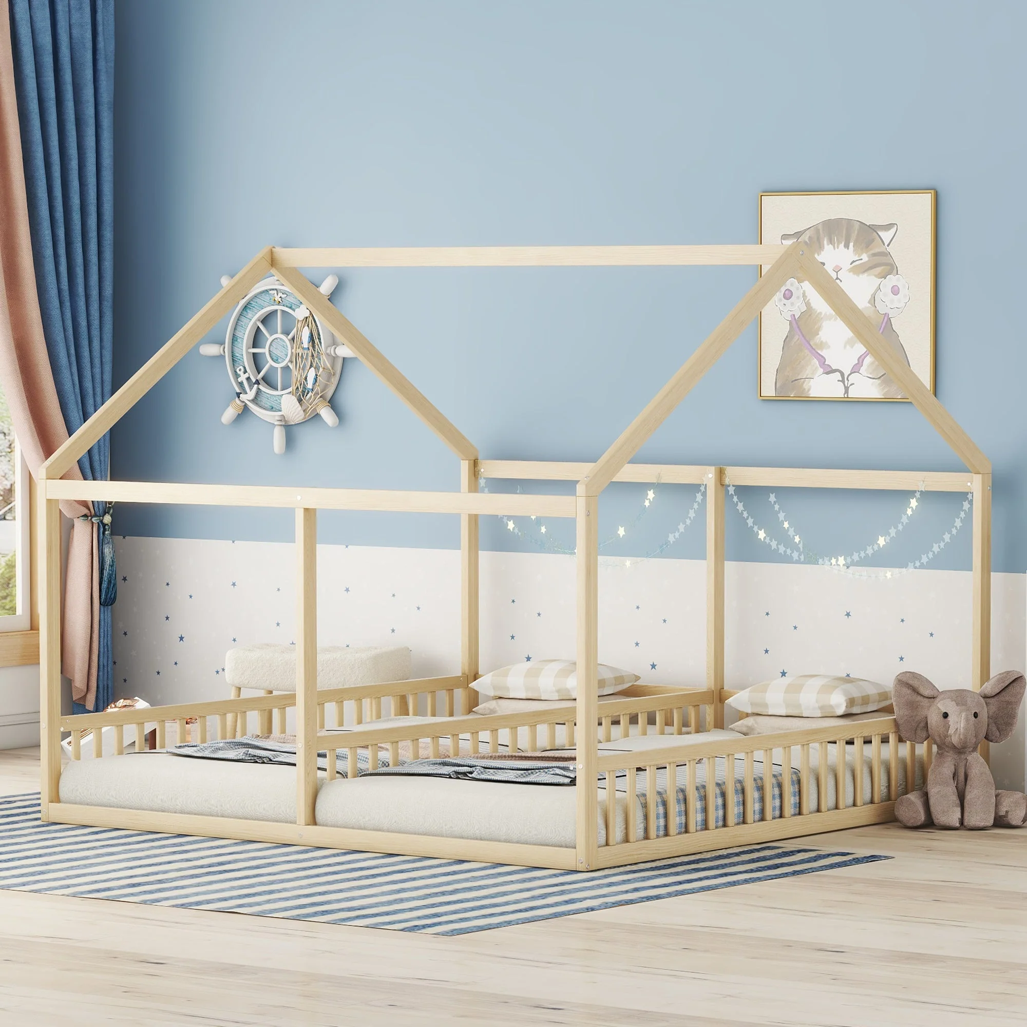 Single House Bed 90x200cm Flat 2-in-1 - Natural - Image 4
