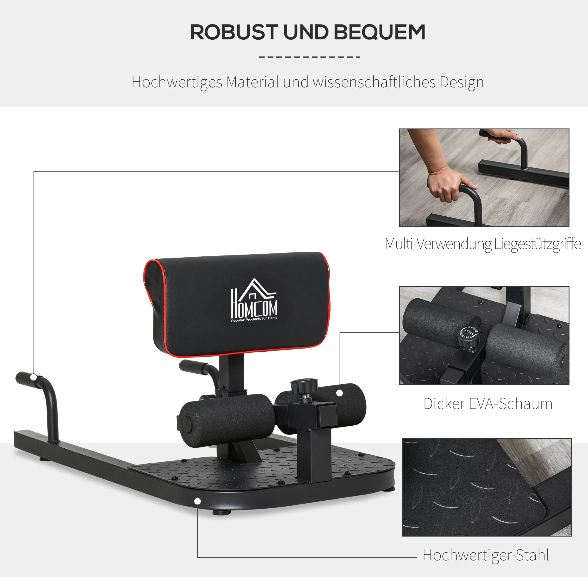Sissy Squat Trainer, 3-in-1 Adjustable, Steel Black - Image 6