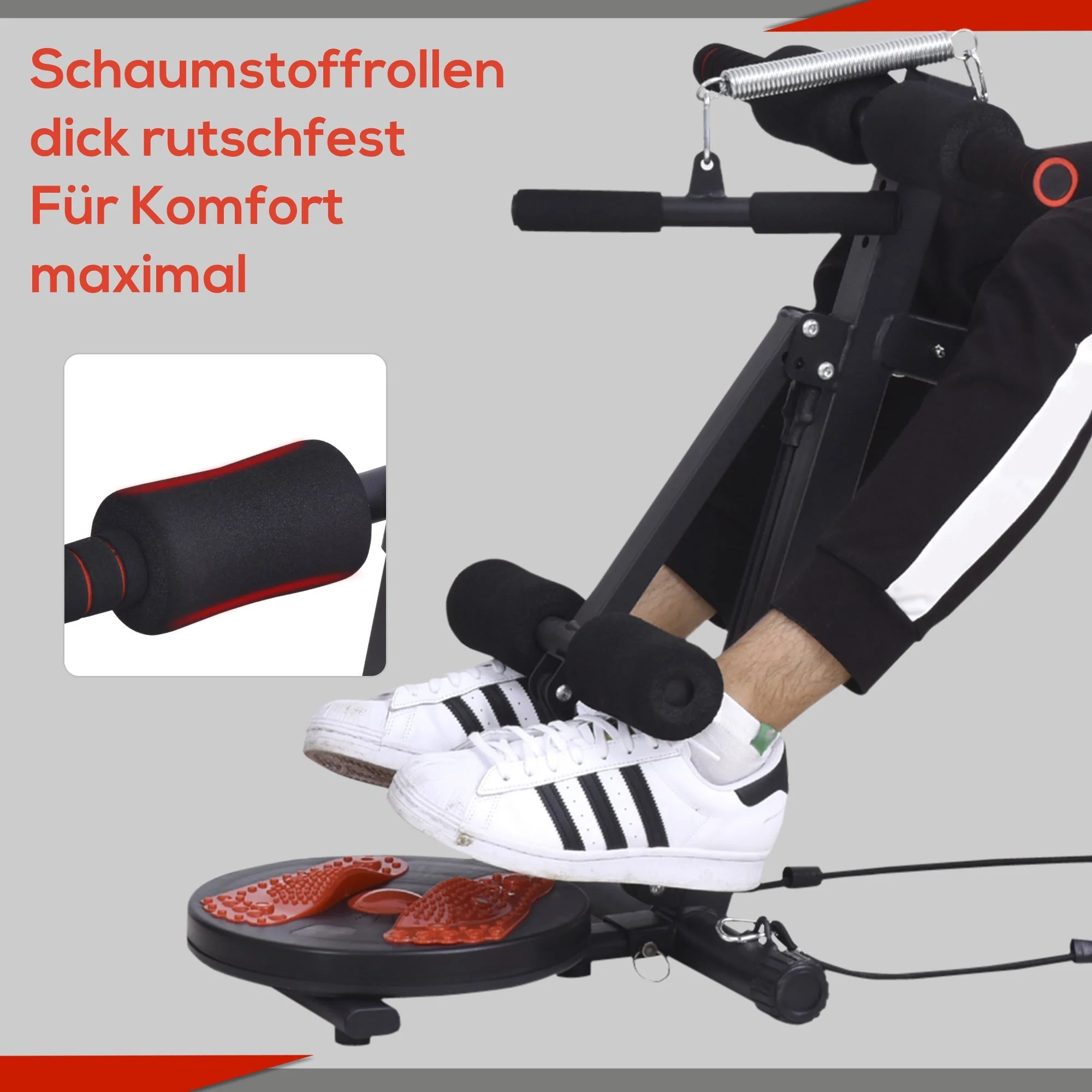 Sit Up Bench Adjustable Abdominal Trainer Padded Red Black - Image 5