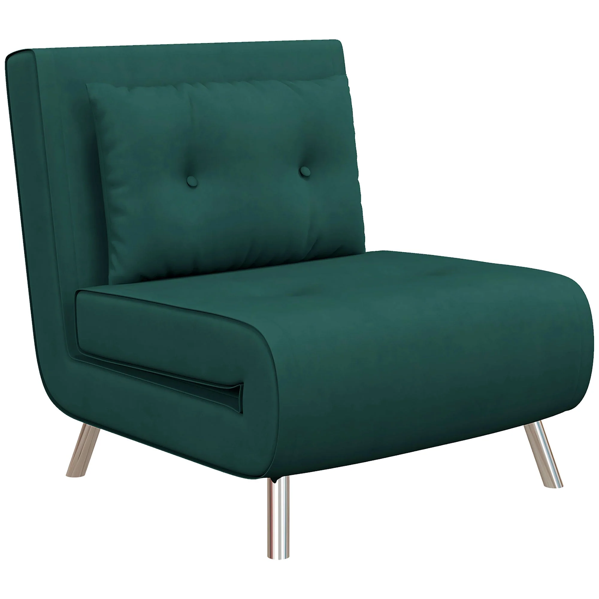 Sleeper Chair Folding Single Sofa Bed, Upholstered Velvet Look, Dark Green - Image 2