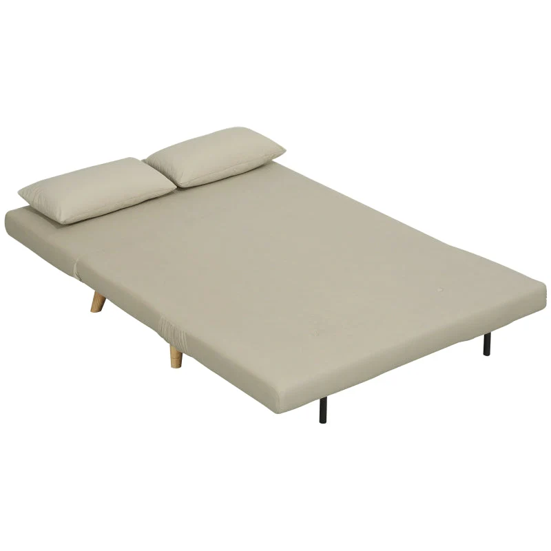 Sleeper Sofa Adjustable Backrest Lumbar Cushions, Velvet Look Beige - Image 2