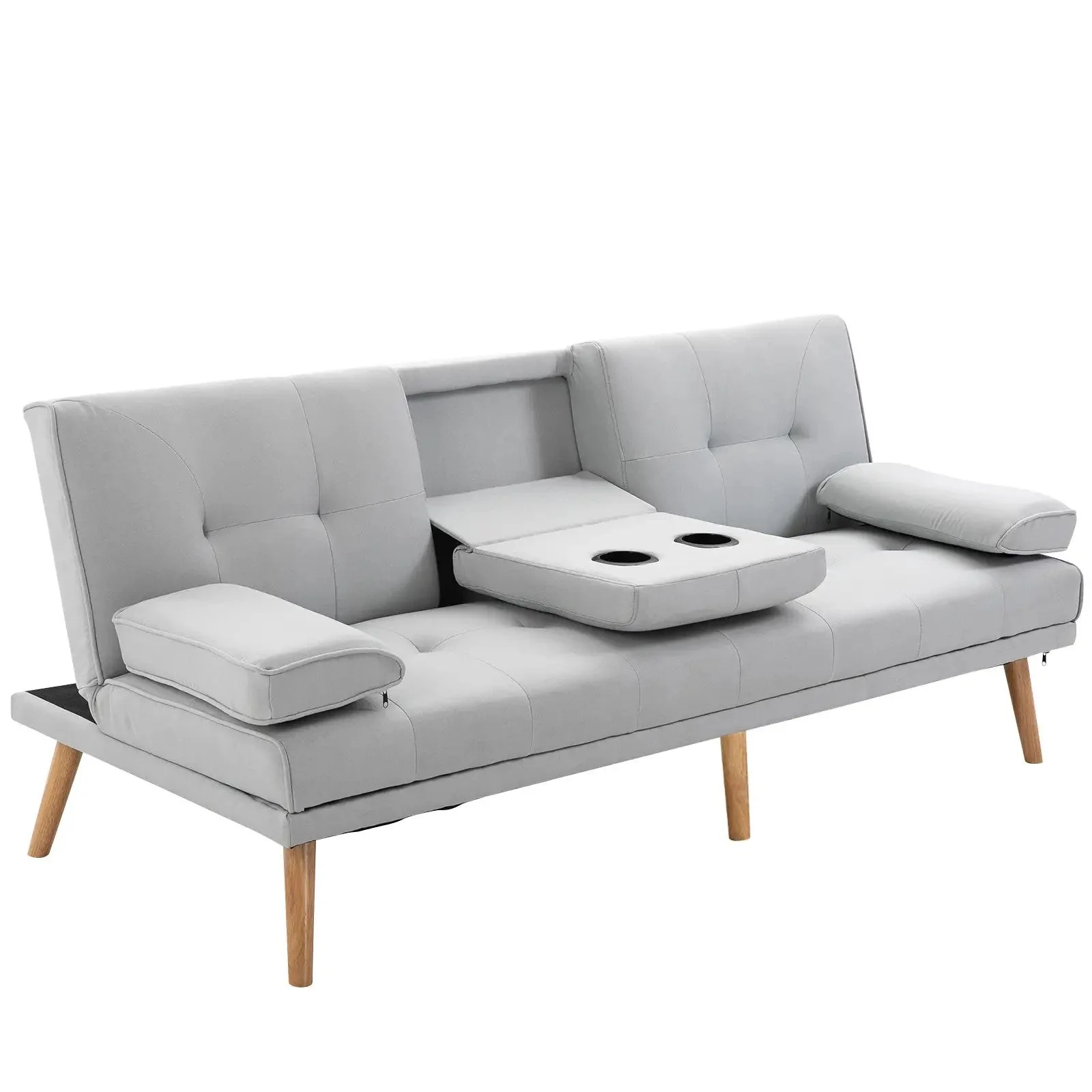Sleeper Sofa Comfortable 3-Seater Sofa Bed, Light Gray Linen - Image 2