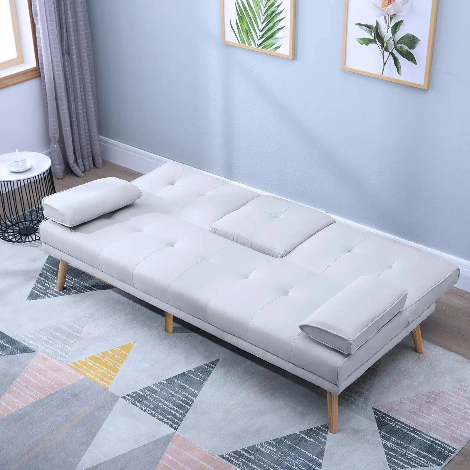 Sleeper Sofa Comfortable 3-Seater Sofa Bed, Light Gray Linen - Image 7