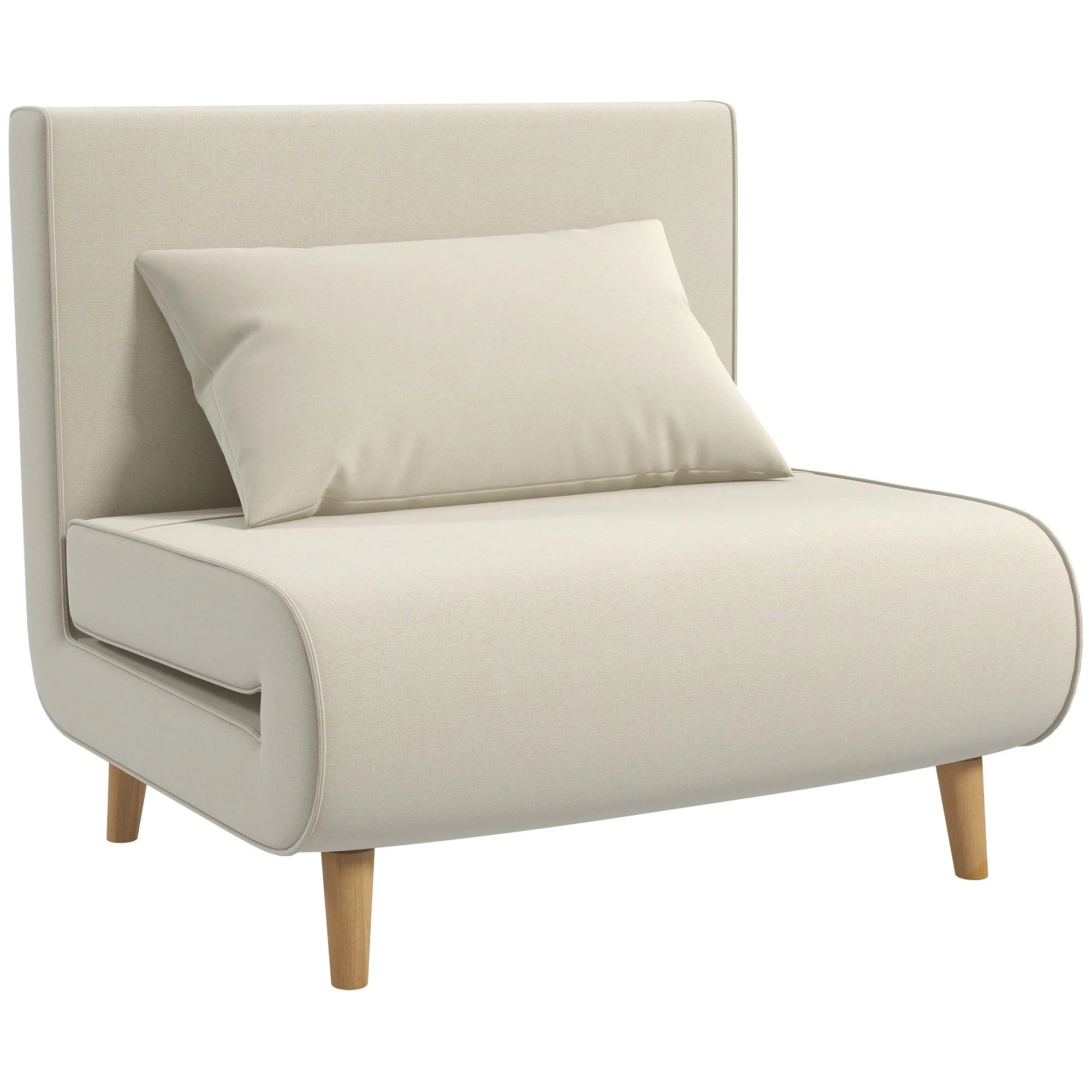 Sleeper Sofa Fold-out Single Adjustable Backrest, Nordic Style Linen Imitation - Image 2