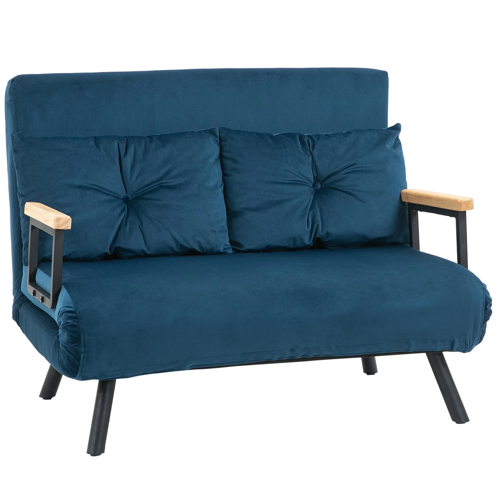 Sleeper Sofa Recliner, Fold-Out Bed Adjustable Backrest, Velvet Blue - Image 2