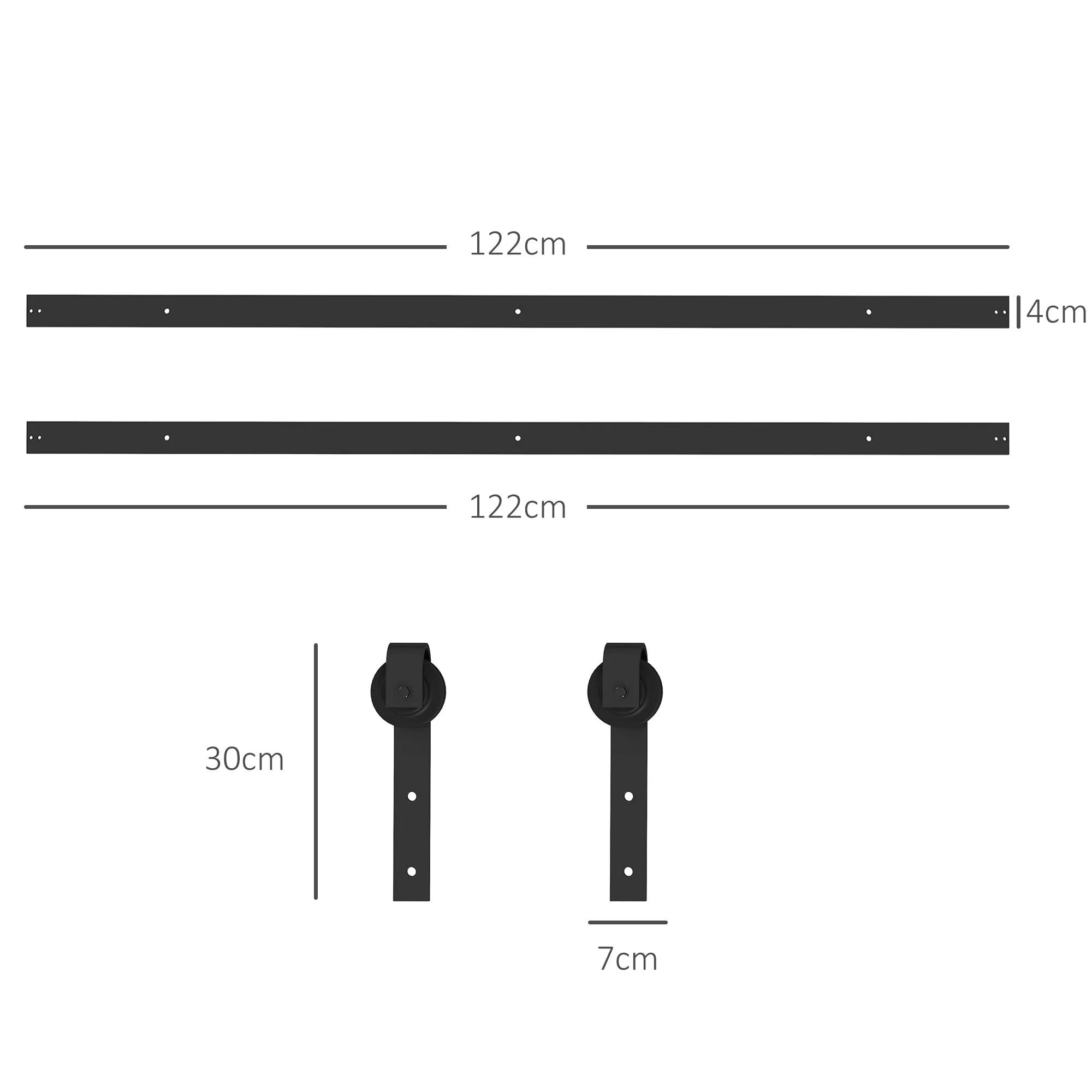 Sliding Door Hardware Set 244cm Rails Rollers Anti-Jump Devices Carbon Steel Black - Image 3
