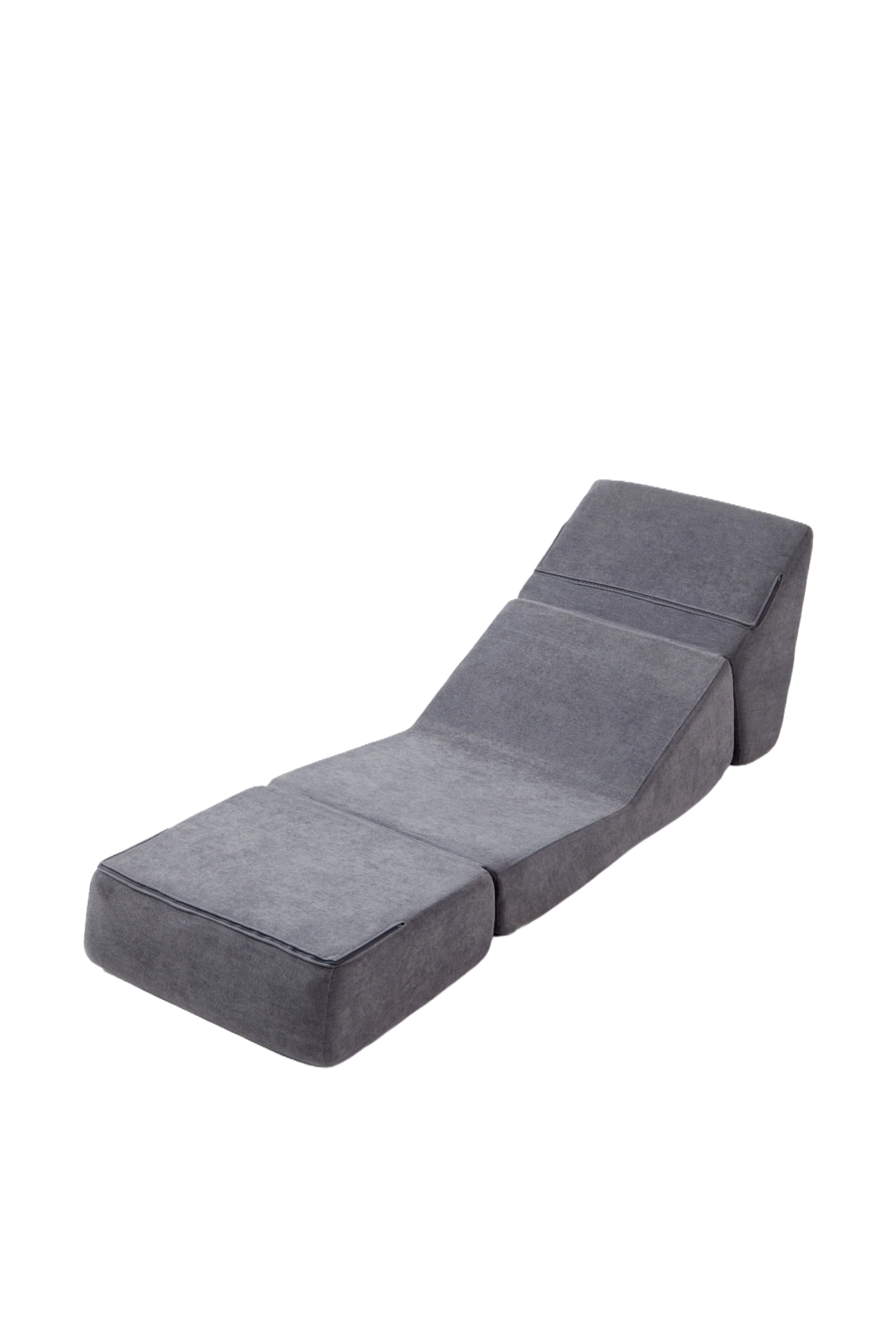 Small Sofa Bed, Foldable Chaise Lounge Foam Floor Sofa, Grey - Image 6