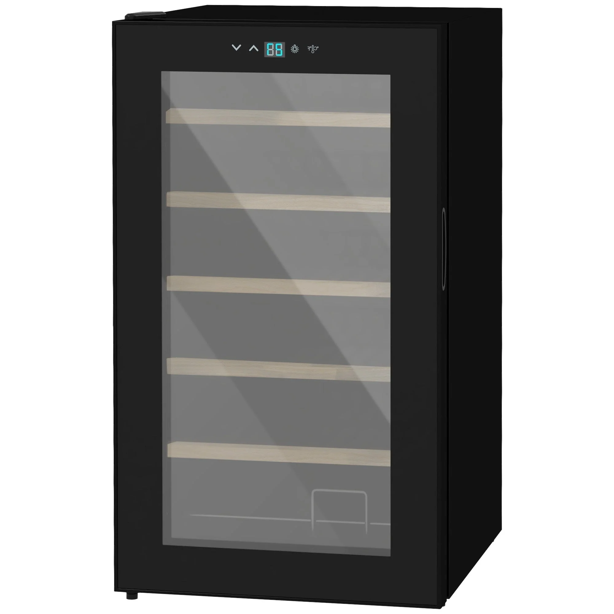 Small Wine Cooler, 24 Bottle Adjustable Temperature LED Lighting, Black